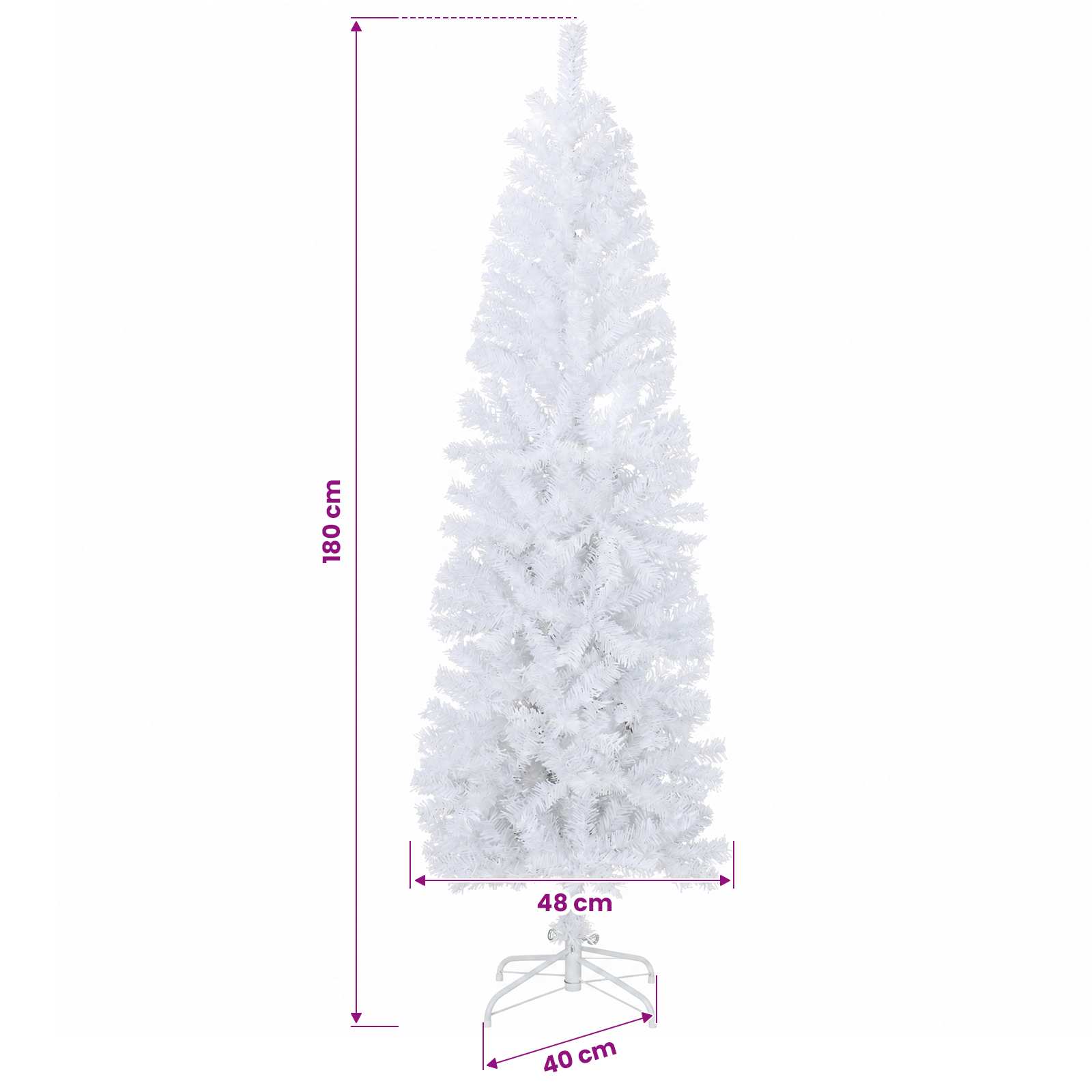 Artificial Slim Christmas Tree 300 LEDs Warm size guide