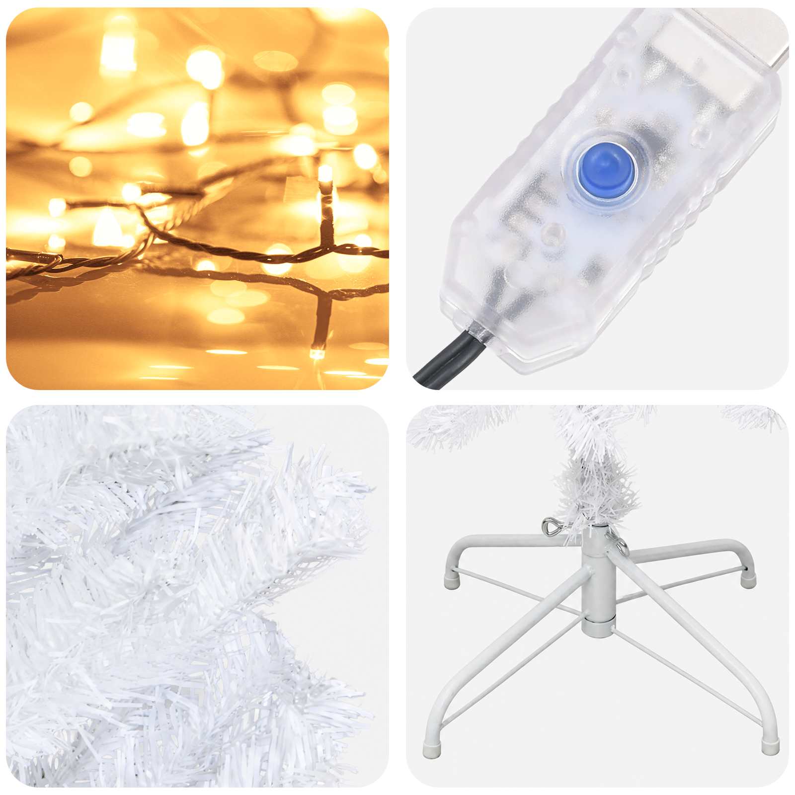 Umetno vitko božično drevo 210 cm 300 LED Toplo bela