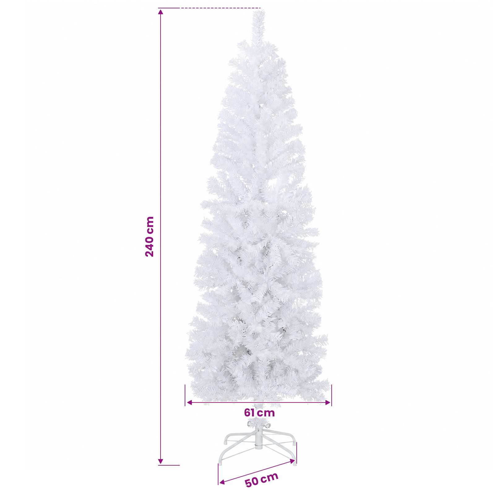 Umetno vitko božično drevo 240 cm 300 LED Toplo bela