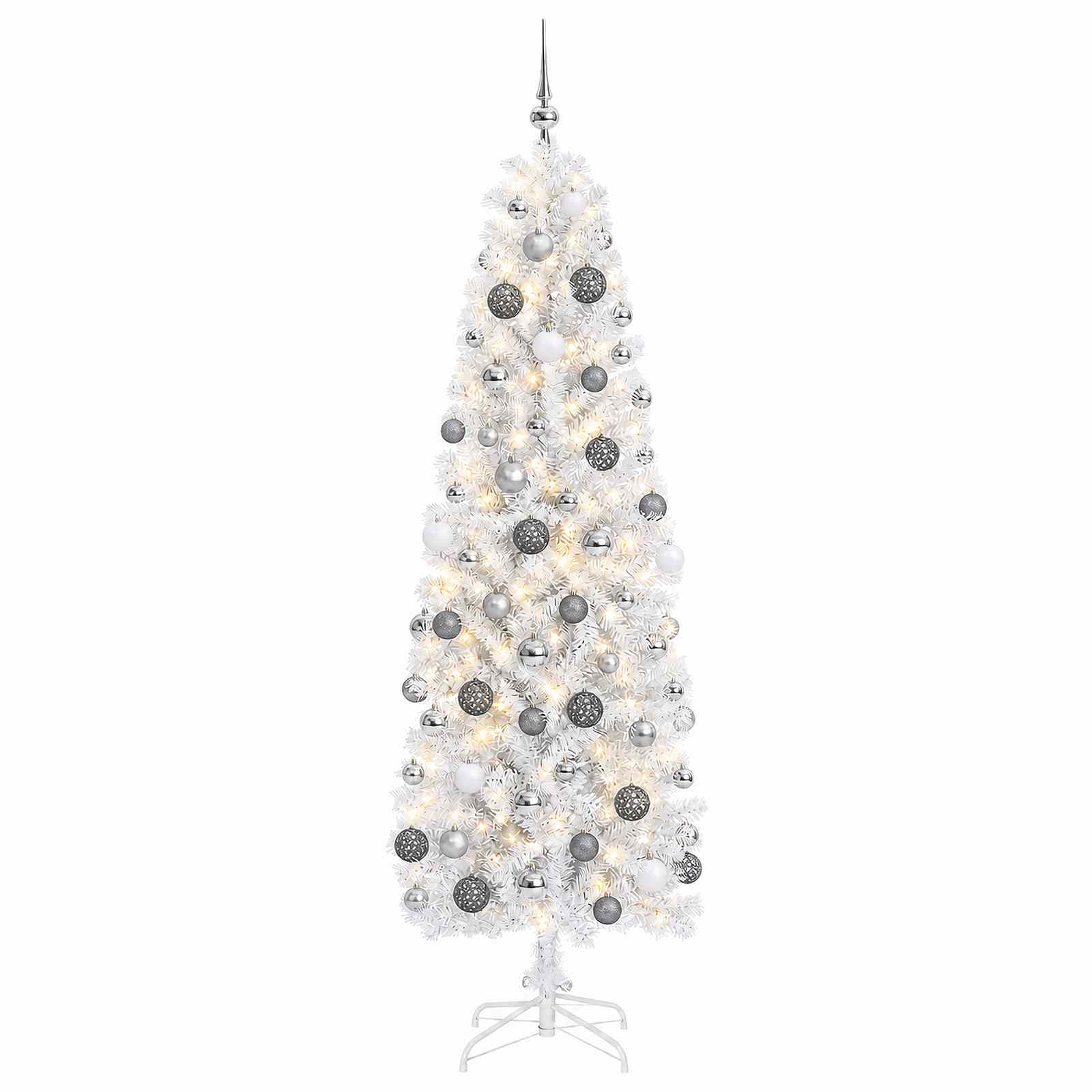 Umetno ozko božično drevesce z božično kroglico 240 cm 300 LED