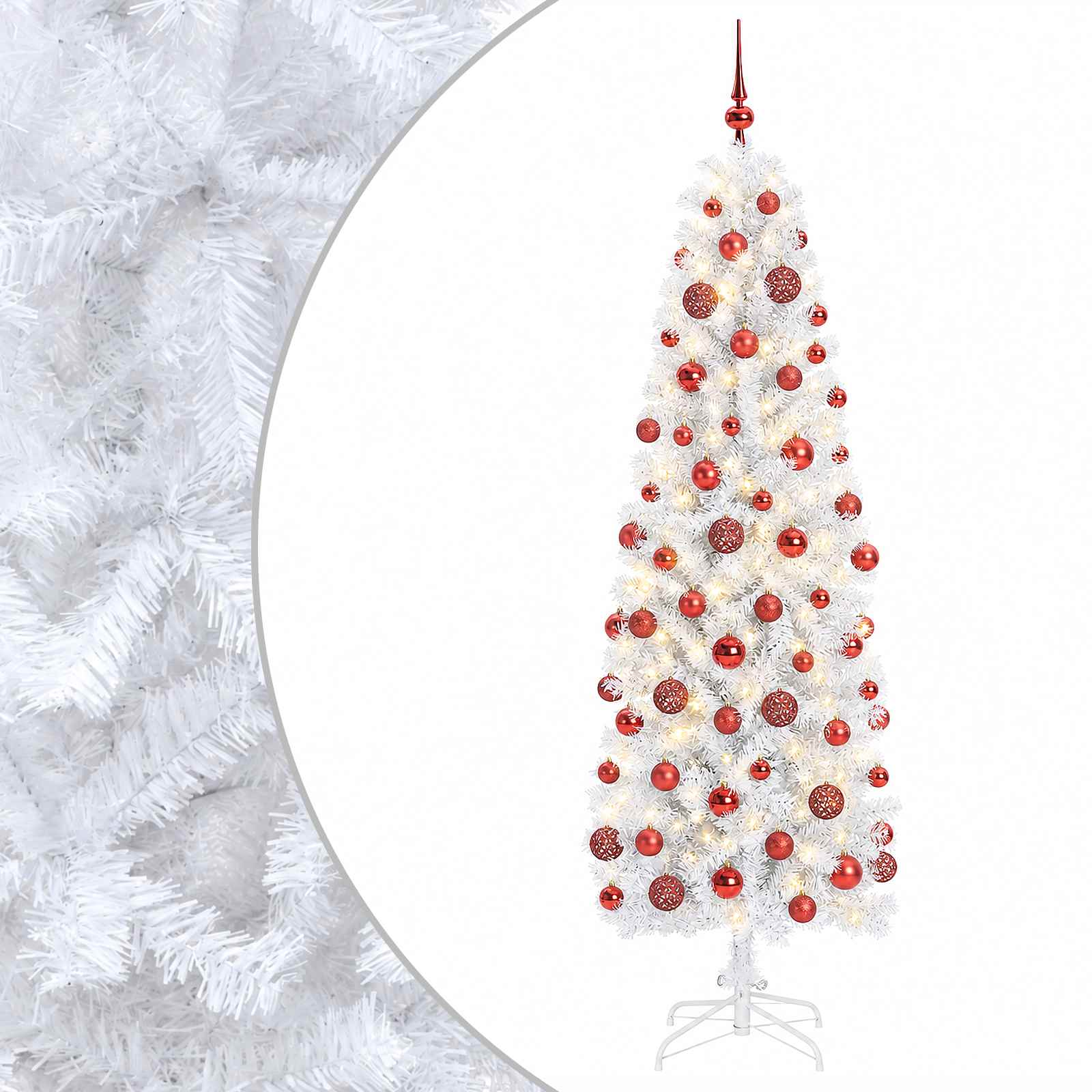 Umetno ozko božično drevesce z božično kroglico 240 cm 300 LED