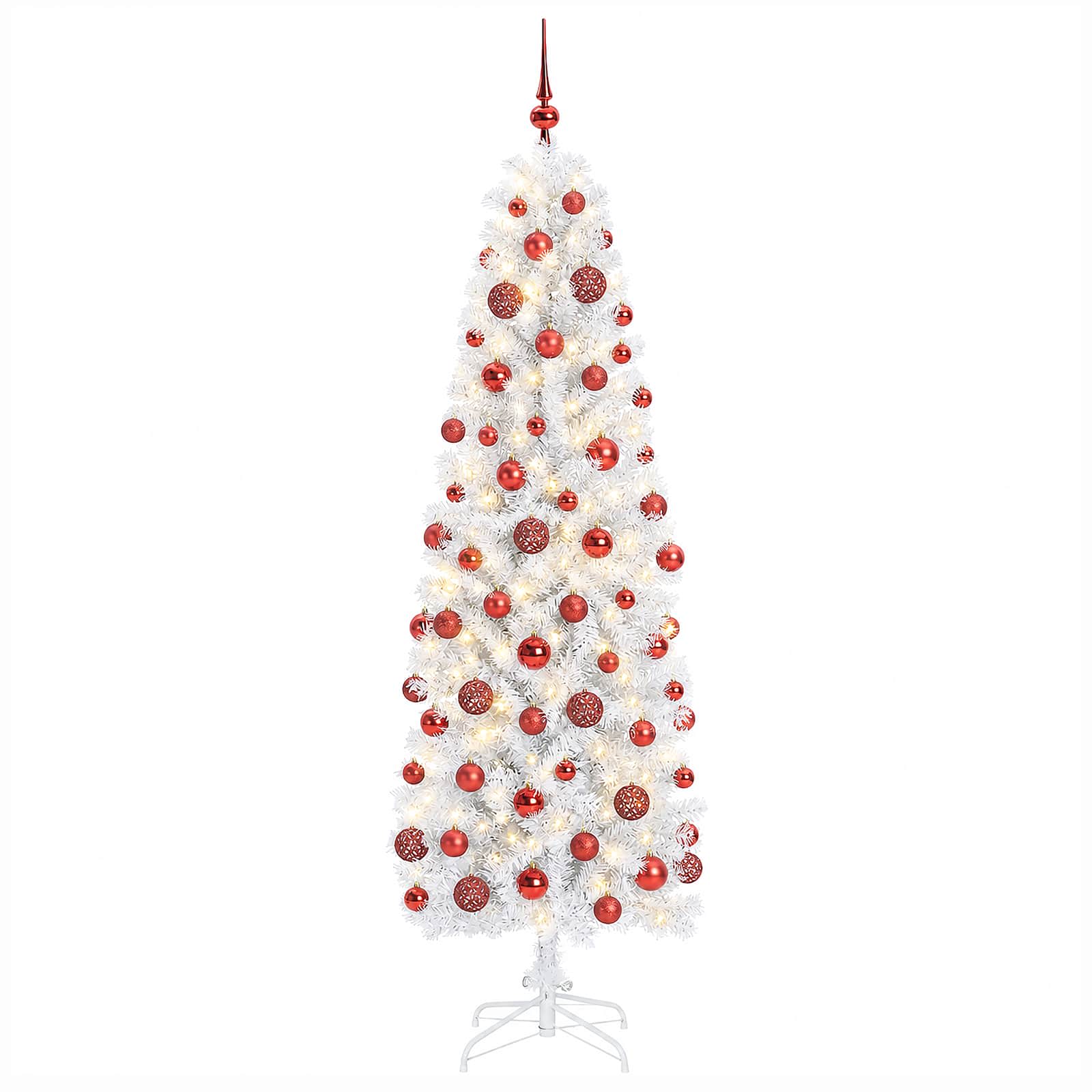 Umetno ozko božično drevesce z božično kroglico 240 cm 300 LED