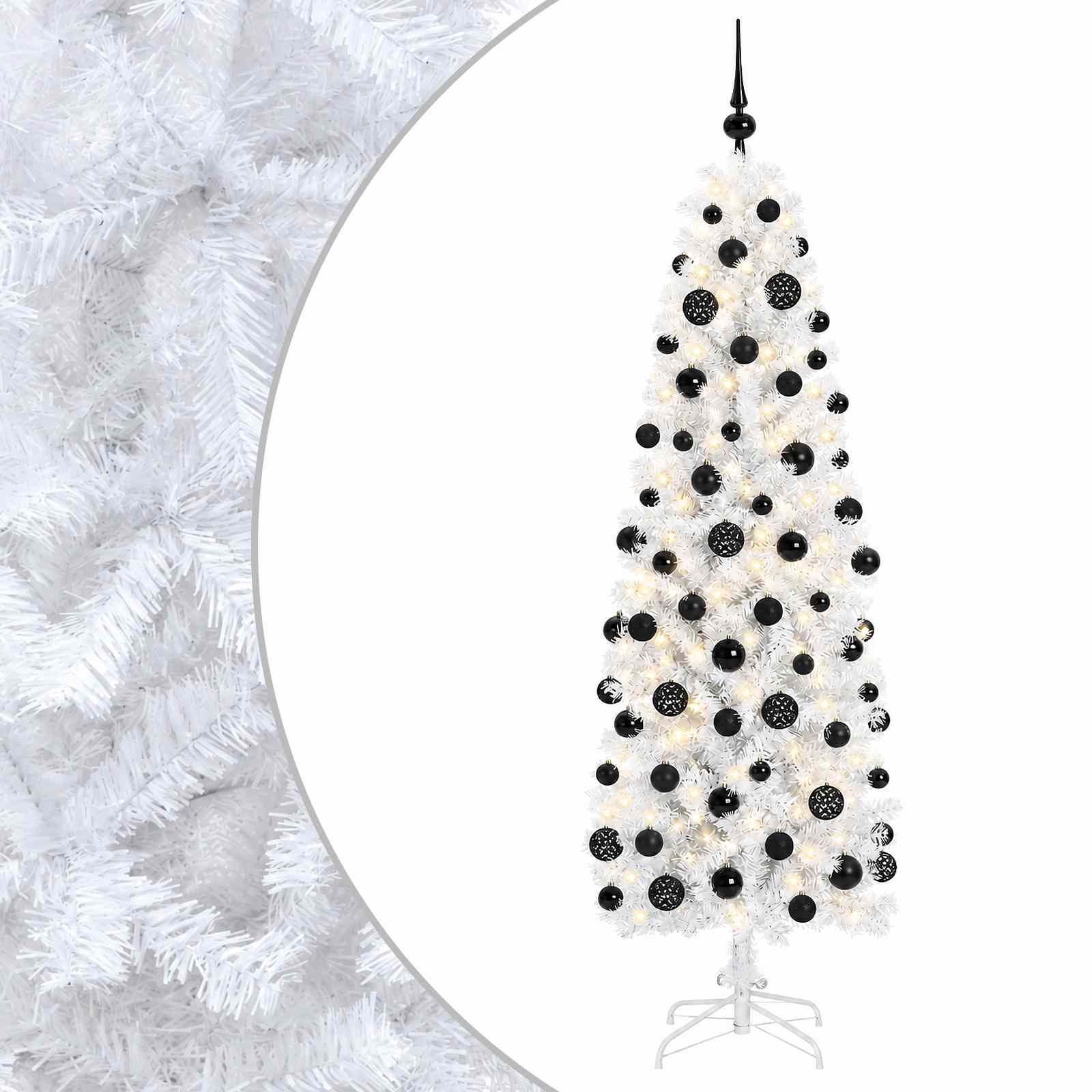 vidaXL Umelý štíhly vianočný stromček s vianočnou guľou 240 cm 300 LED