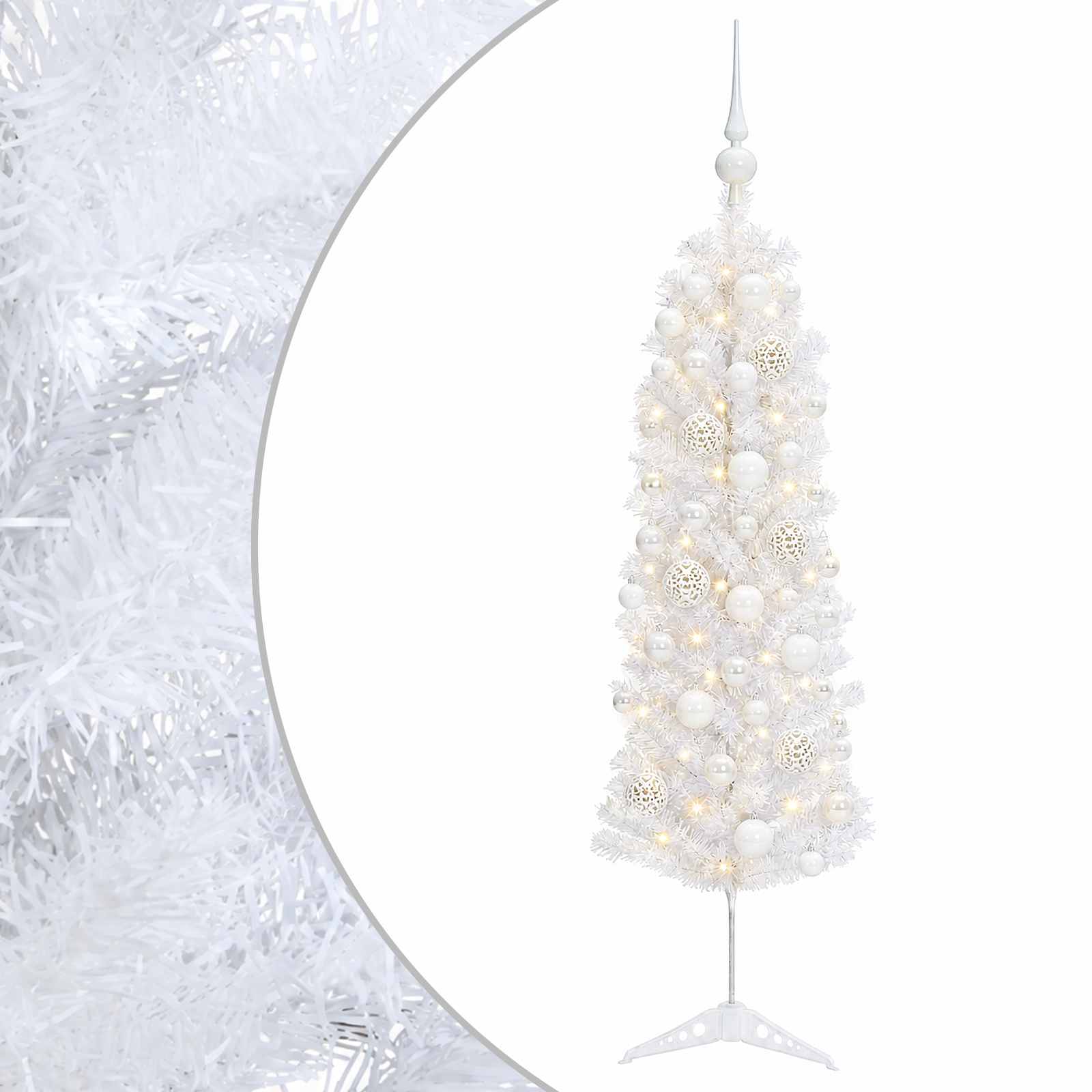 Umetno ozko božično drevesce z božično kroglico 150 cm 150 LED