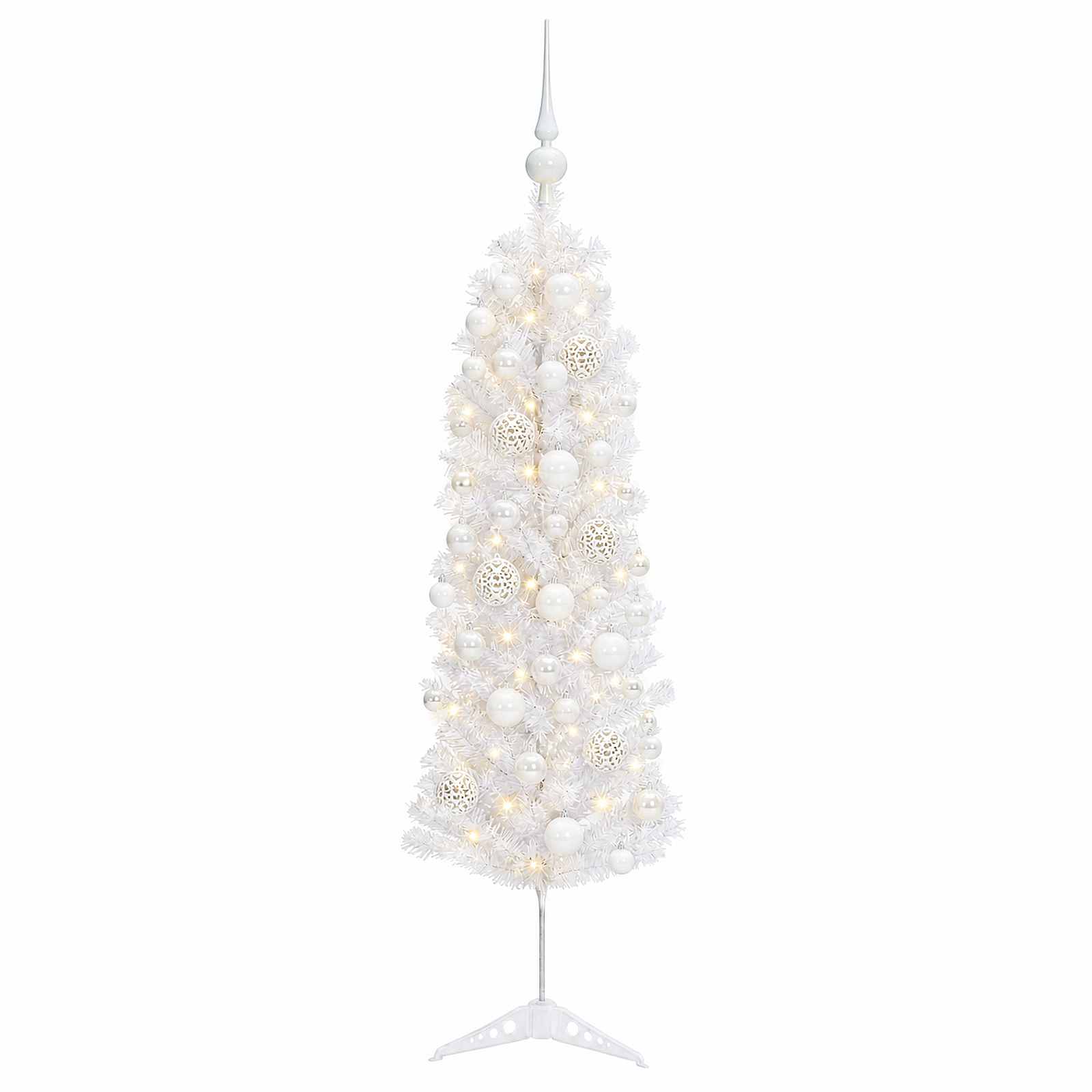 Umetno ozko božično drevesce z božično kroglico 150 cm 150 LED