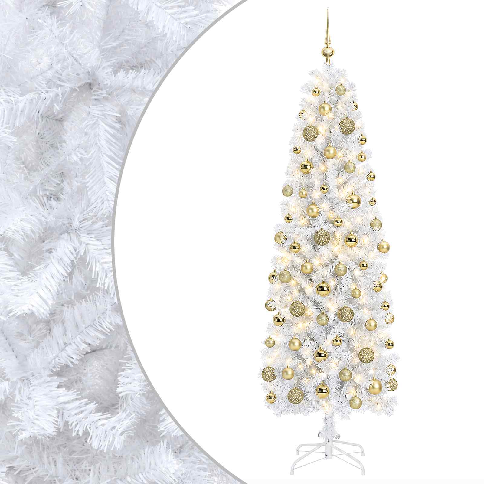Umetno ozko božično drevesce z božično kroglico 240 cm 300 LED
