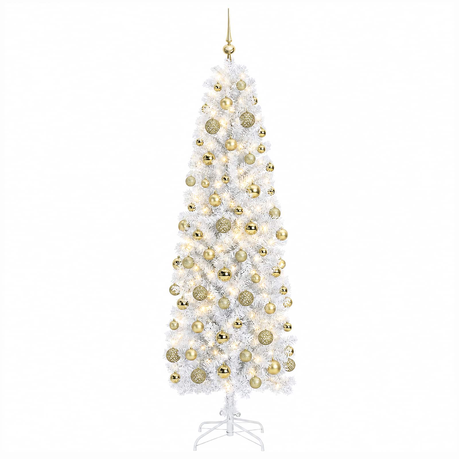 Umetno ozko božično drevesce z božično kroglico 240 cm 300 LED