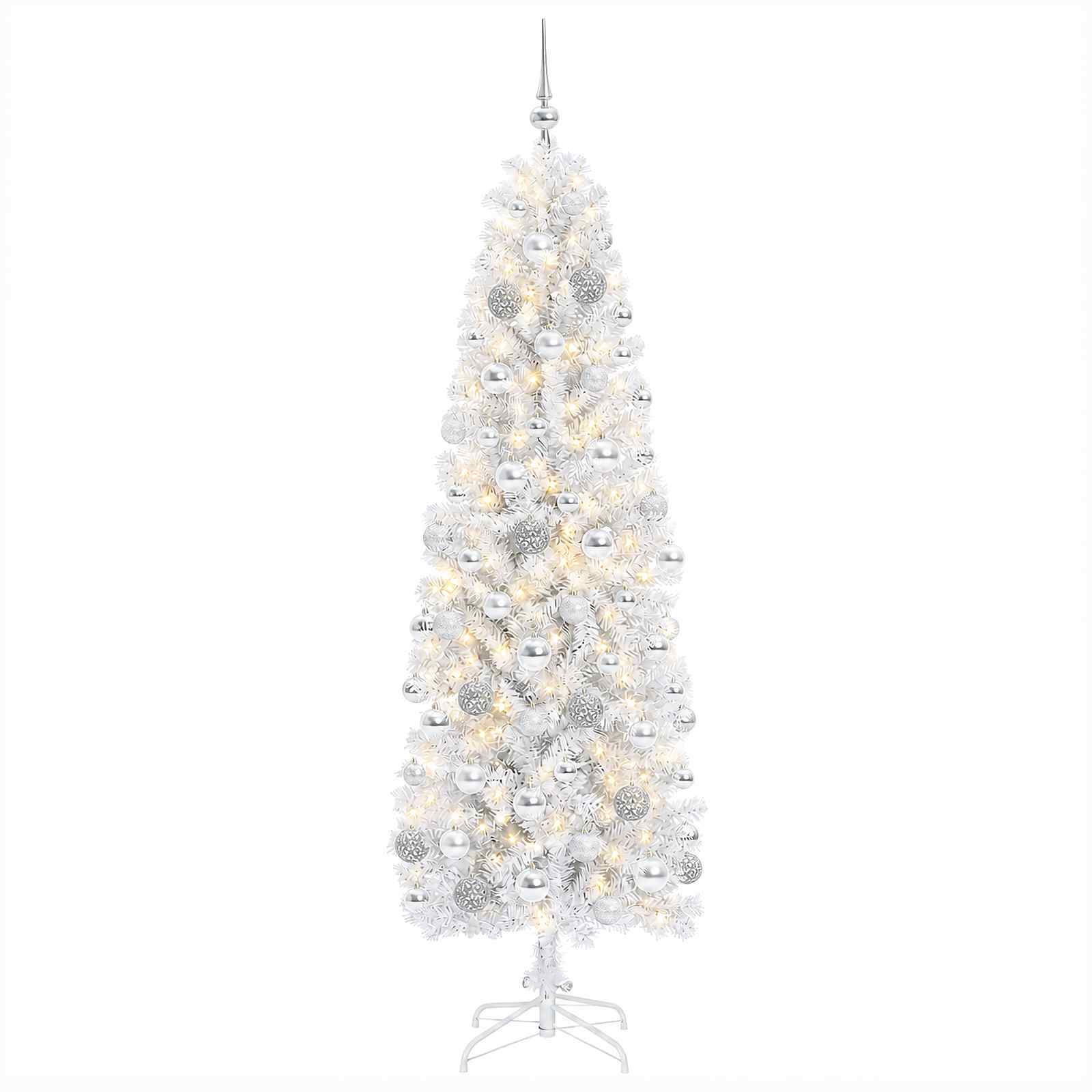 Umetno ozko božično drevesce z božično kroglico 180 cm 300 LED
