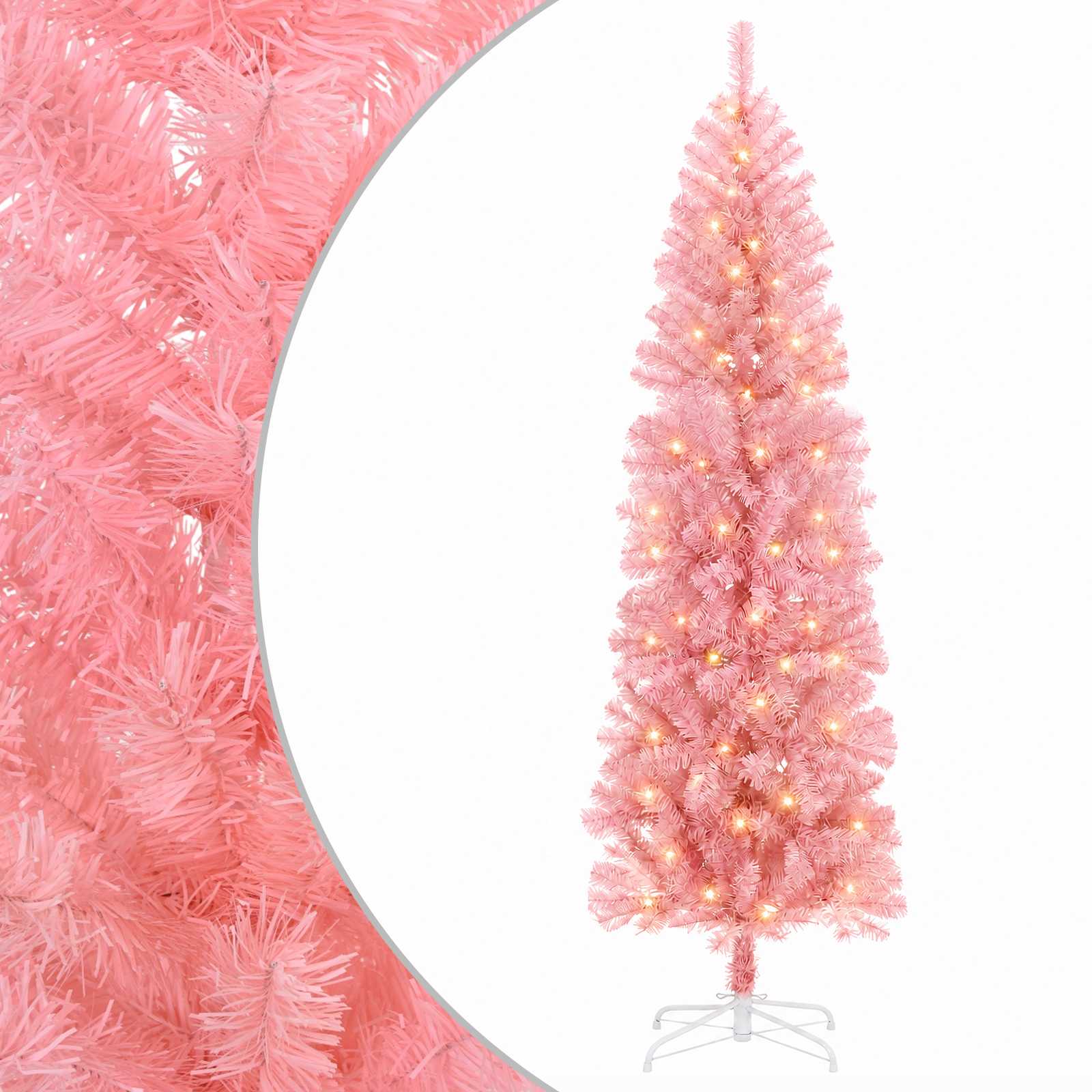vidaXL Umelý chudý vianočný strom 180 cm 300 LED Teplá biela PVC a kov