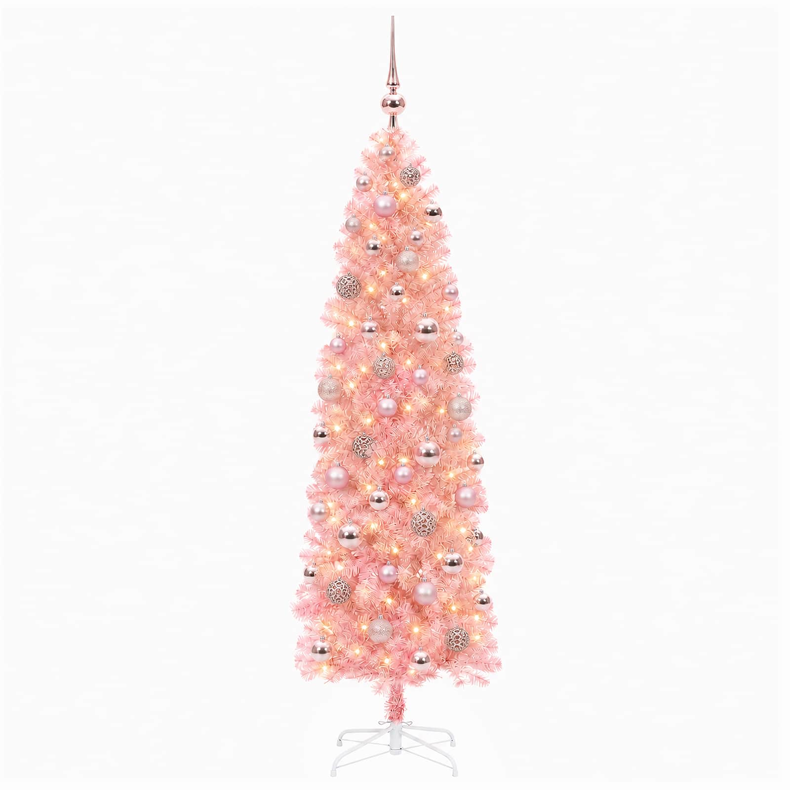 Umetno ozko božično drevesce z božično kroglico 210 cm 300 LED