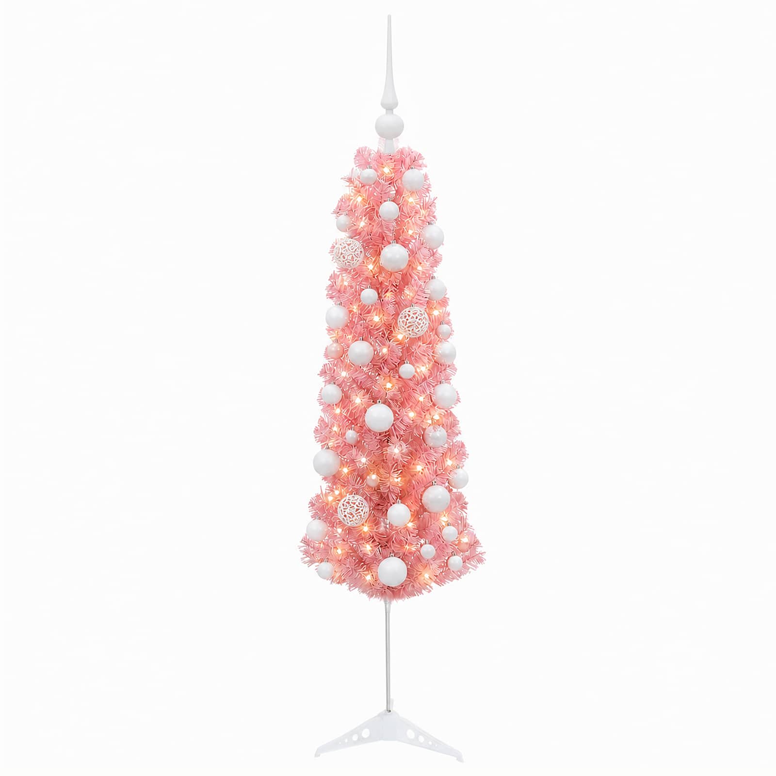 Umetno ozko božično drevo z bučkami 120 cm 150 LED Toplo bela