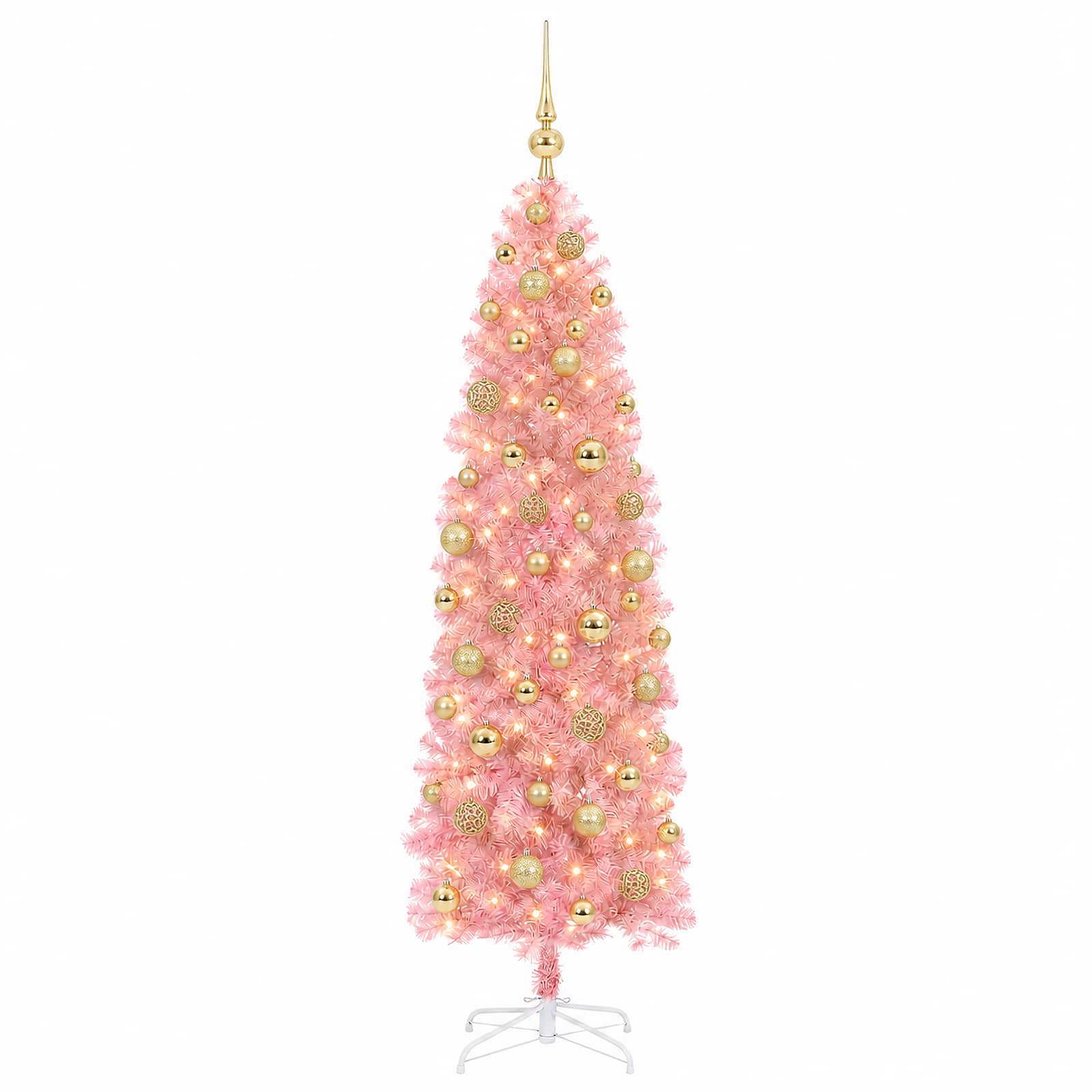 Umetno ozko božično drevesce z bučkami 180 cm 300 LED