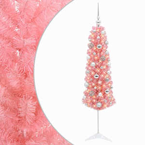 vidaXL Kitsas kunstkuusk koos j&otilde;ulukuulidega 120 cm 150 LED-i