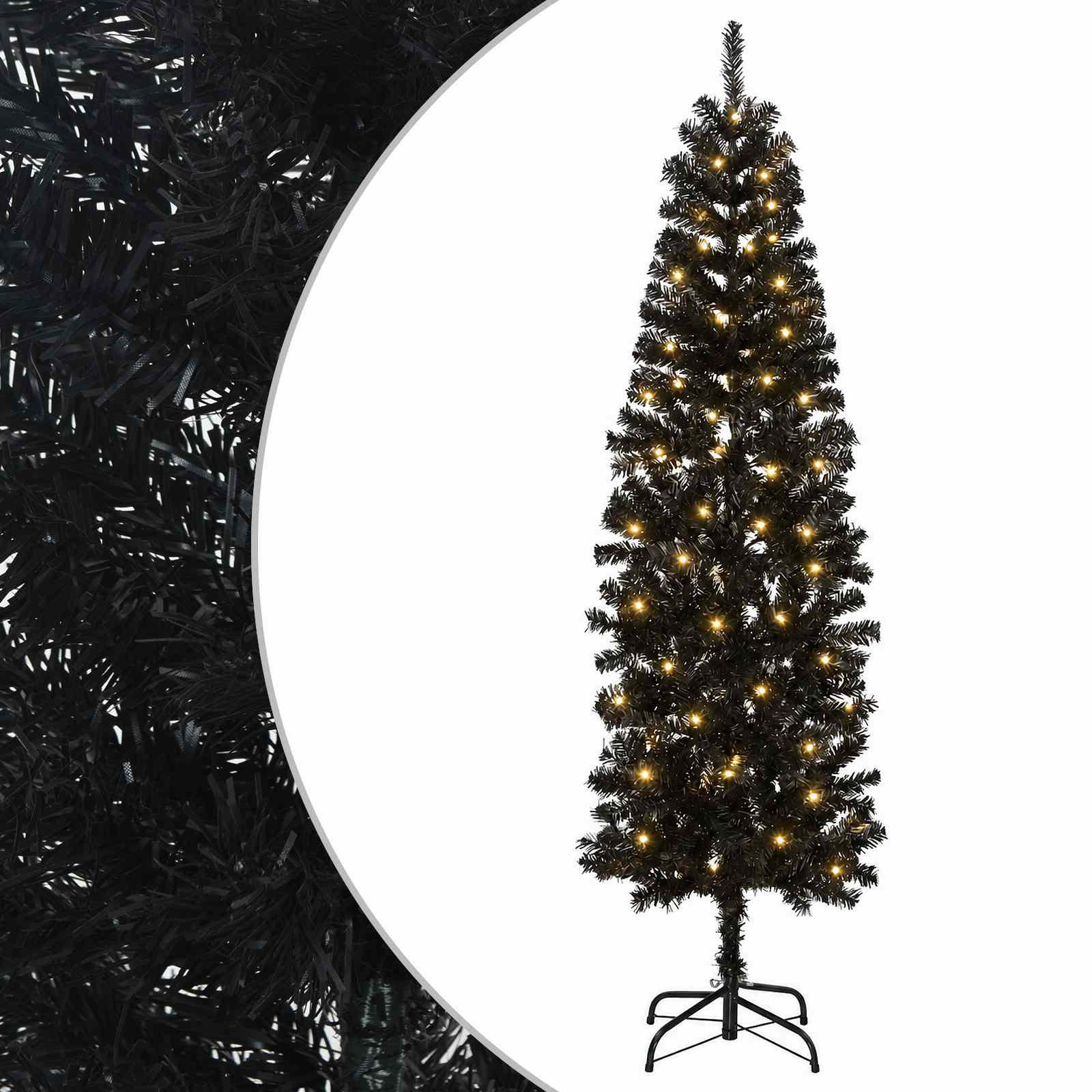 vidaXL Umelý chudý vianočný strom 210 cm 300 LED Teplá biela PVC a kov