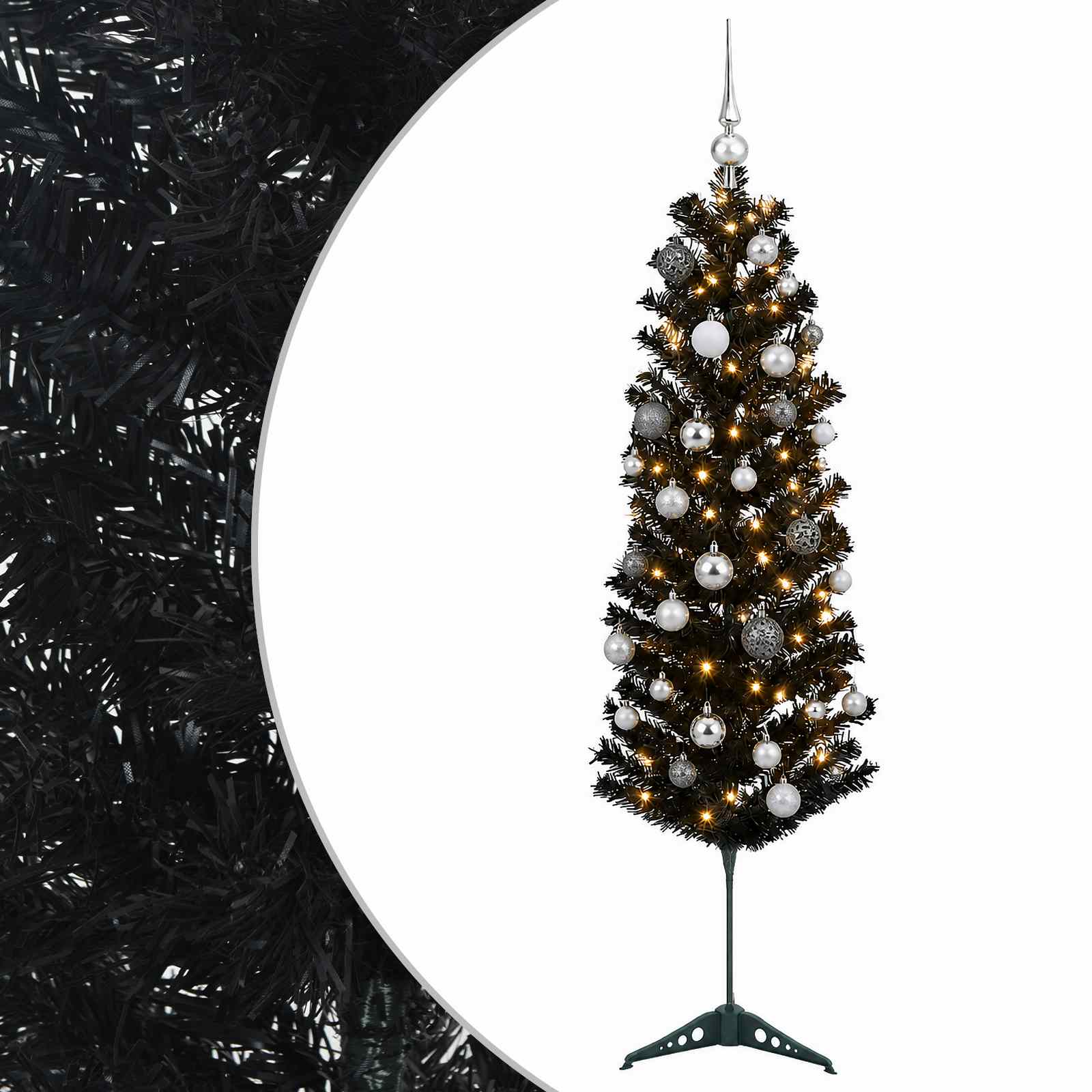 Umetno ozko božično drevesce z božično kroglico 150 cm 150 LED