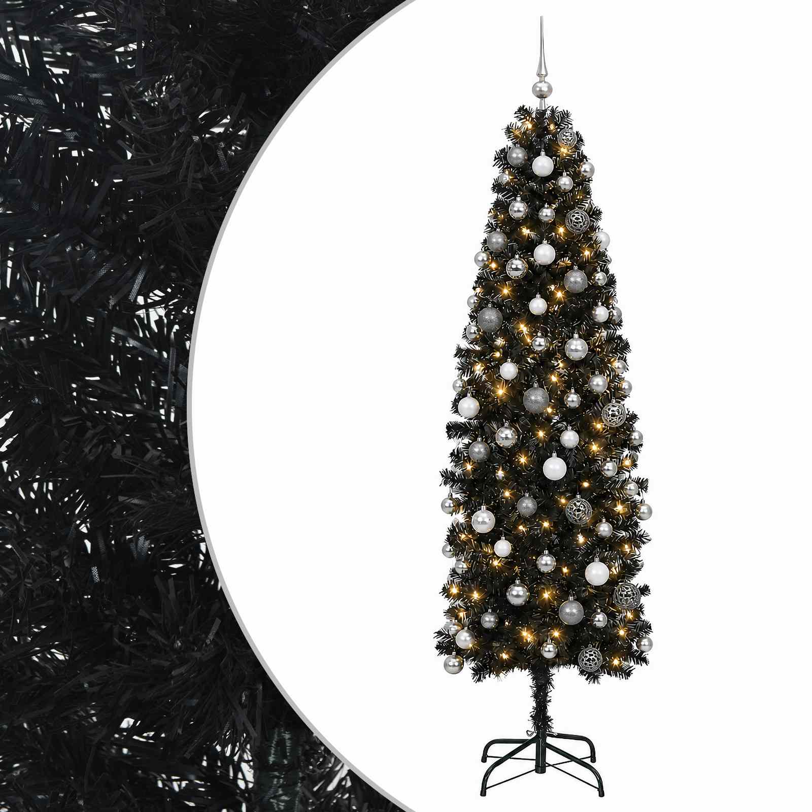 Umetno ozko božično drevesce z božično kroglico 180 cm 300 LED