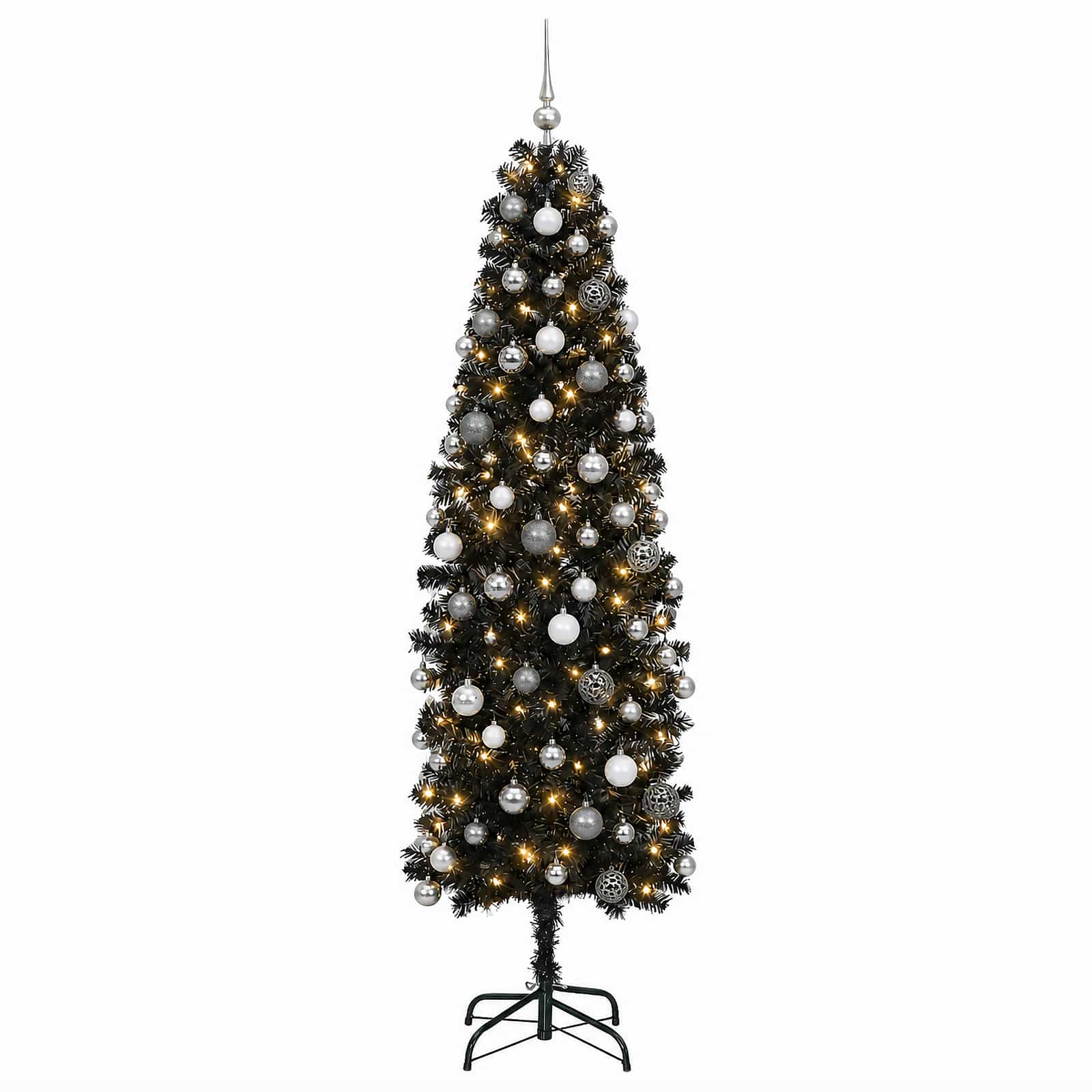 Umetno ozko božično drevesce z božično kroglico 180 cm 300 LED
