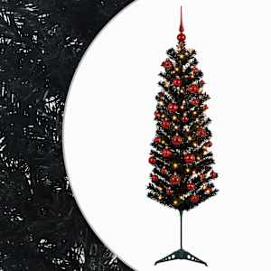 vidaXL Kitsas kunstkuusk koos j&otilde;ulukuulidega 150 cm 150 LED-i