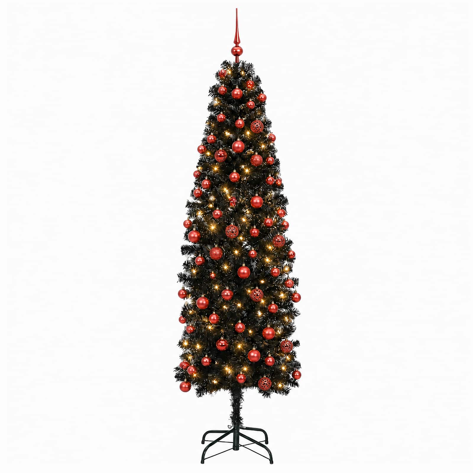 Umetno ozko božično drevesce z božično kroglico 180 cm 300 LED