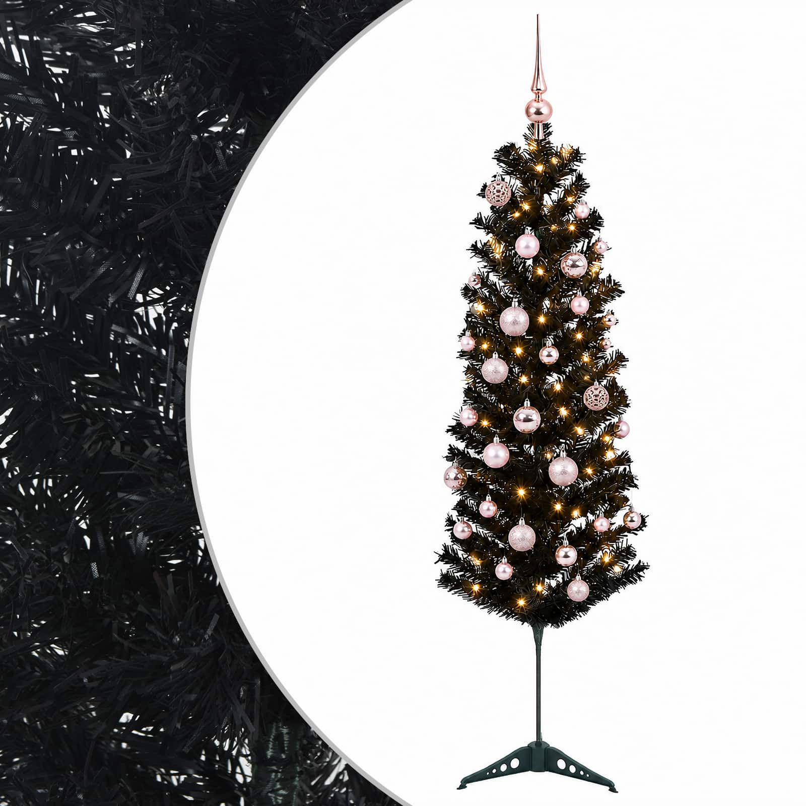 vidaXL Umelý štíhly vianočný stromček s vianočnou guľou 120 cm 150 LED