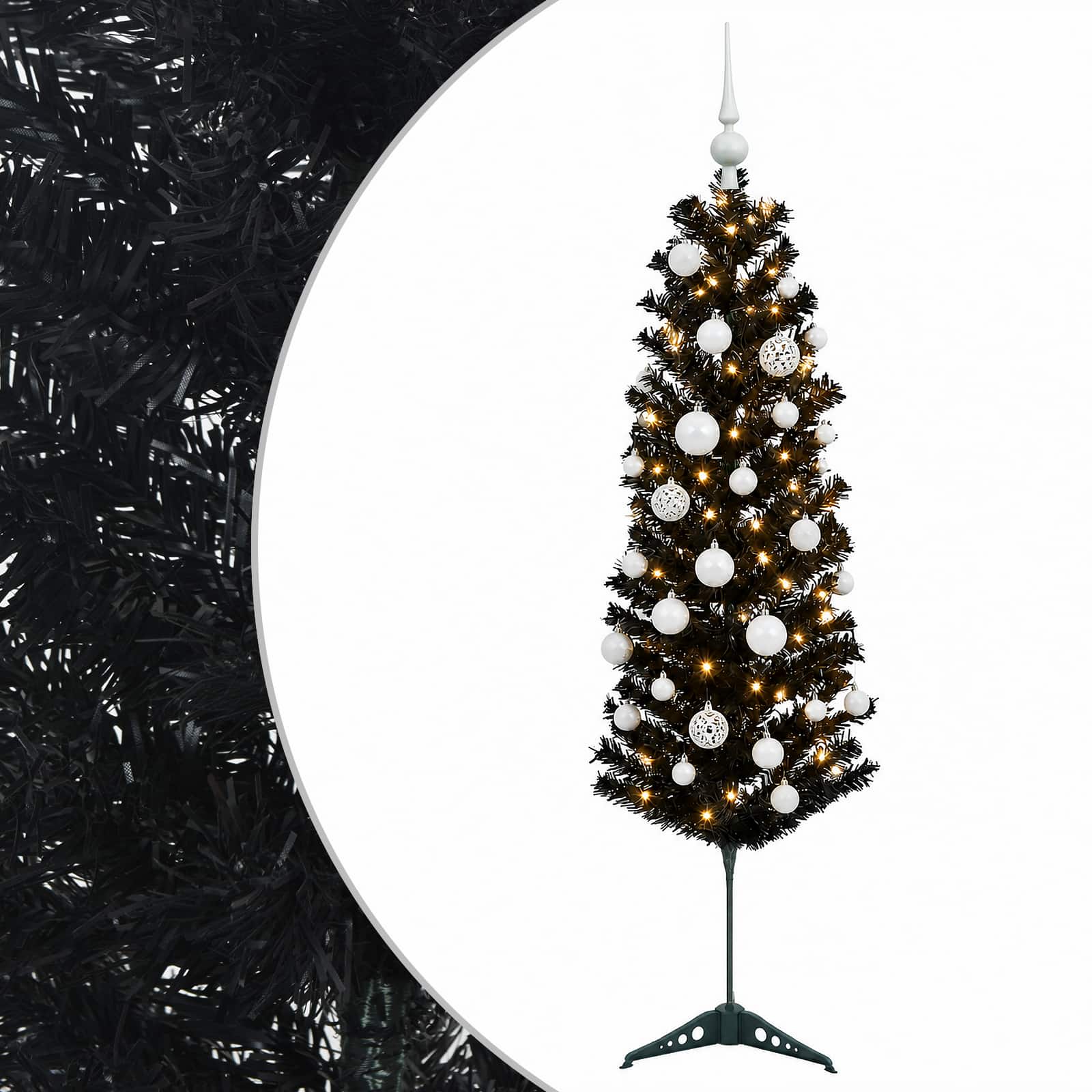 Umetno ozko božično drevesce z božično kroglico 120 cm 150 LED