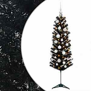 vidaXL Kitsas kunstkuusk koos j&otilde;ulukuulidega 150 cm 150 LED-i