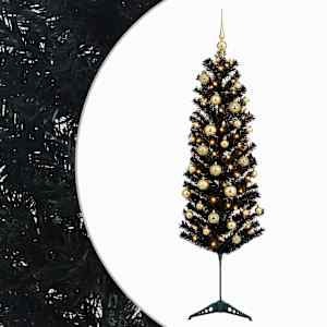 vidaXL Kitsas kunstkuusk koos j&otilde;ulukuulidega 150 cm 150 LED-i