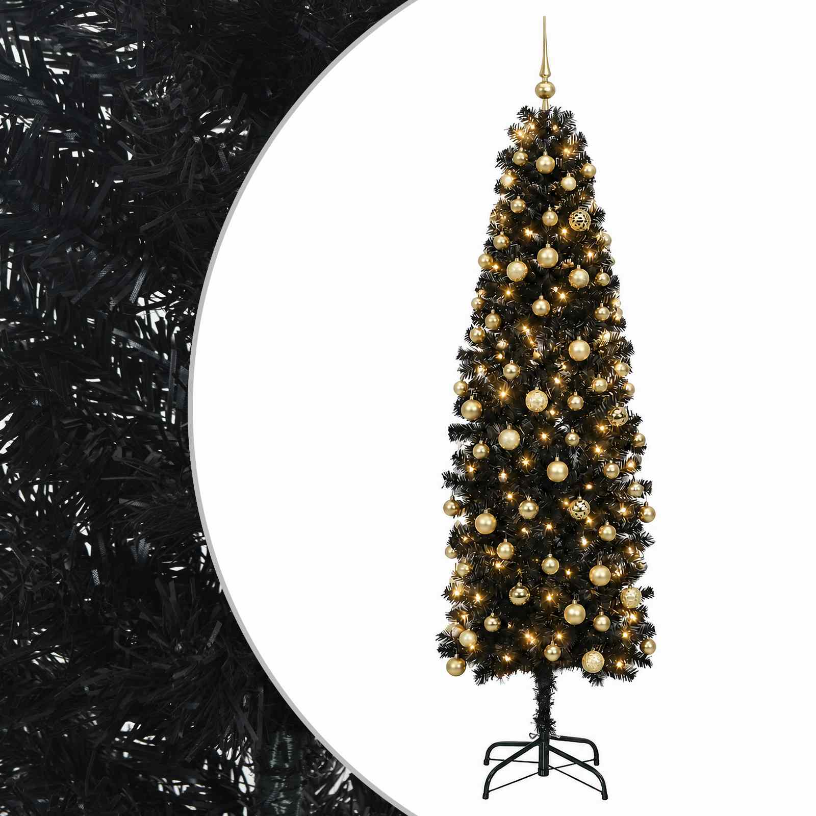 Umetno ozko božično drevesce z božično kroglico 180 cm 300 LED