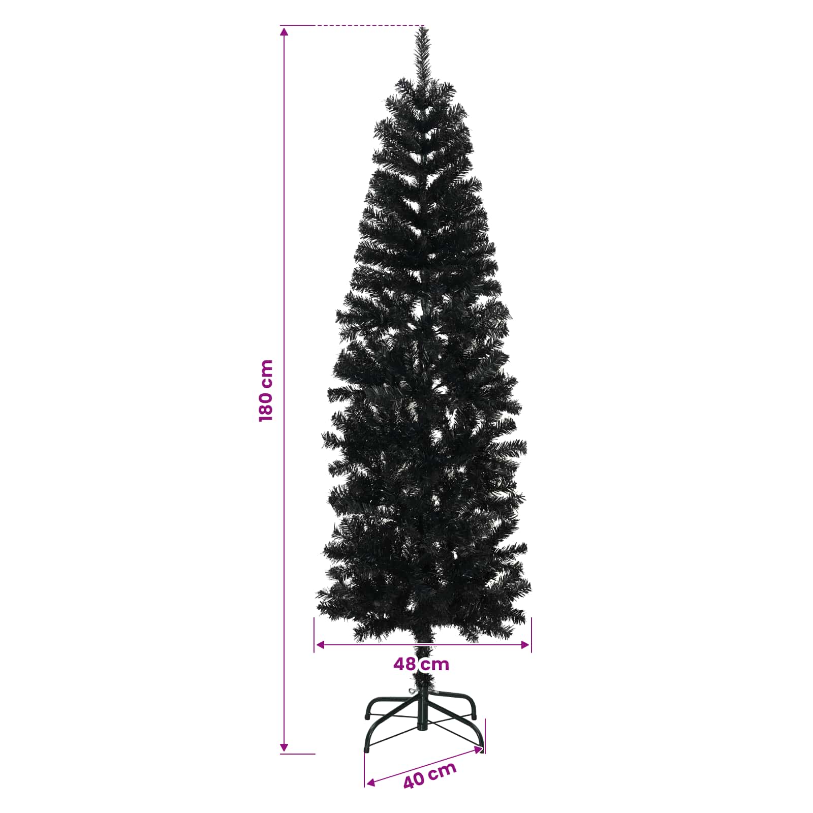 Umetno ozko božično drevesce z božično kroglico 180 cm 300 LED