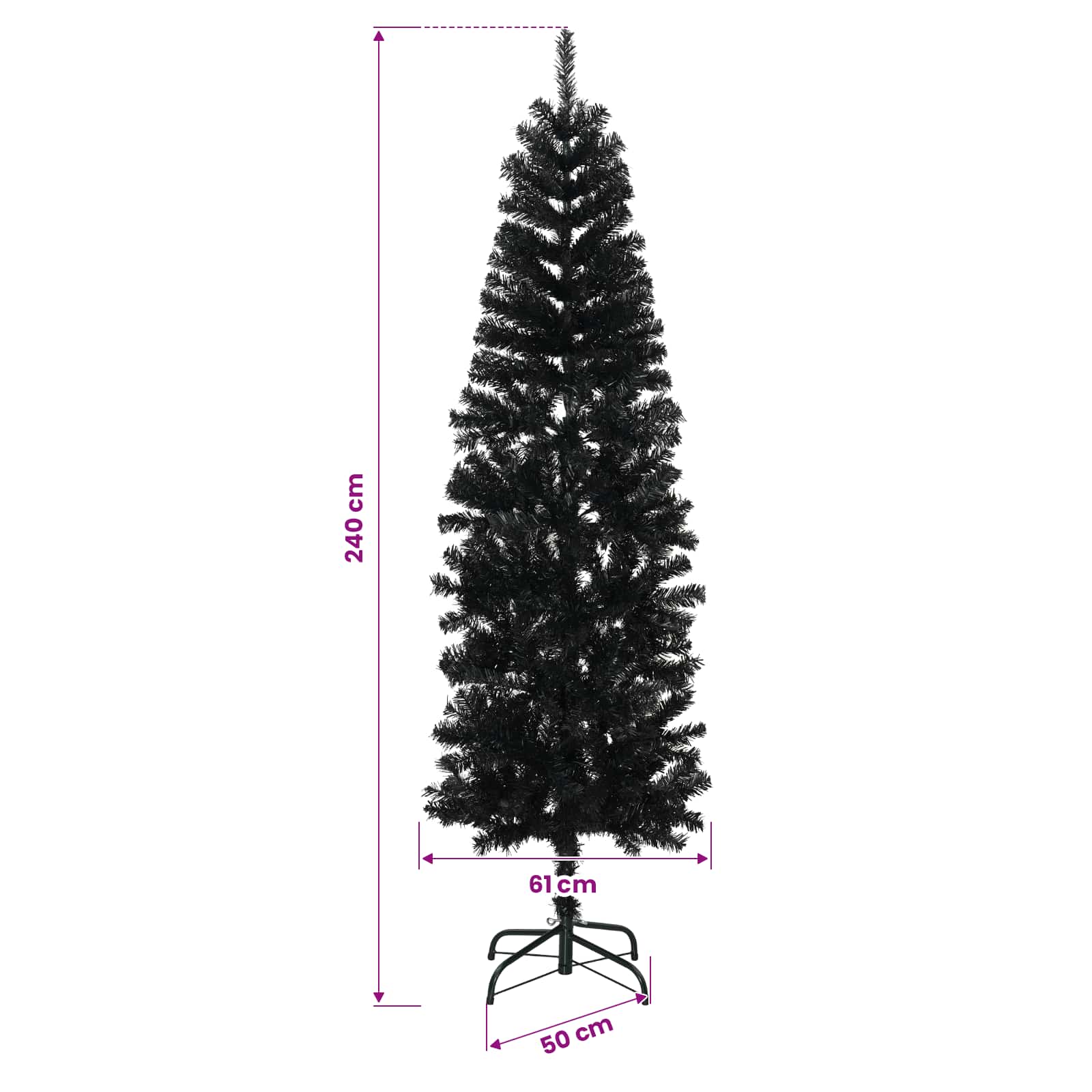 Umetno ozko božično drevesce z božično kroglico 240 cm 300 LED