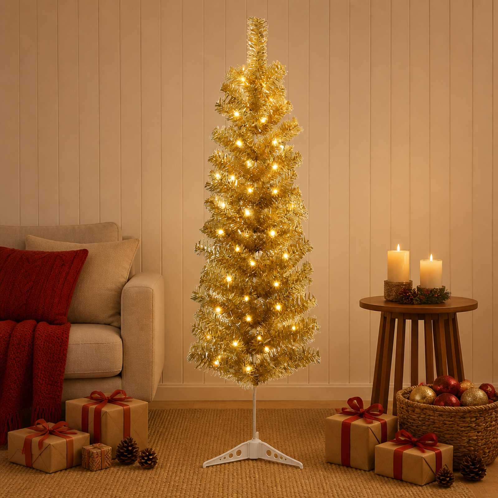 Umetno vitko božično drevo 150 cm 150 LED Toplo bela