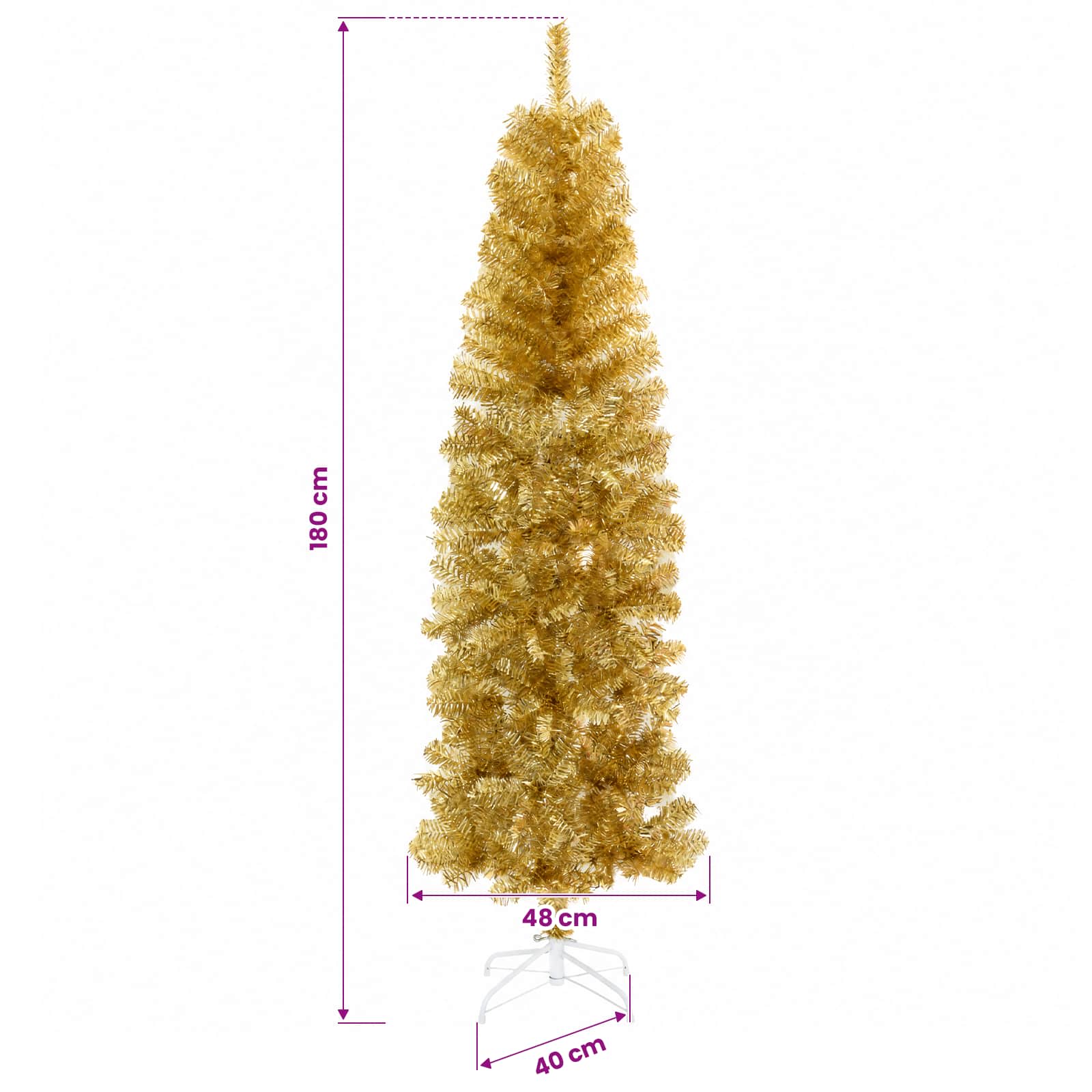 Artificial Slim Christmas Tree with Bauble 300 LEDs size guide