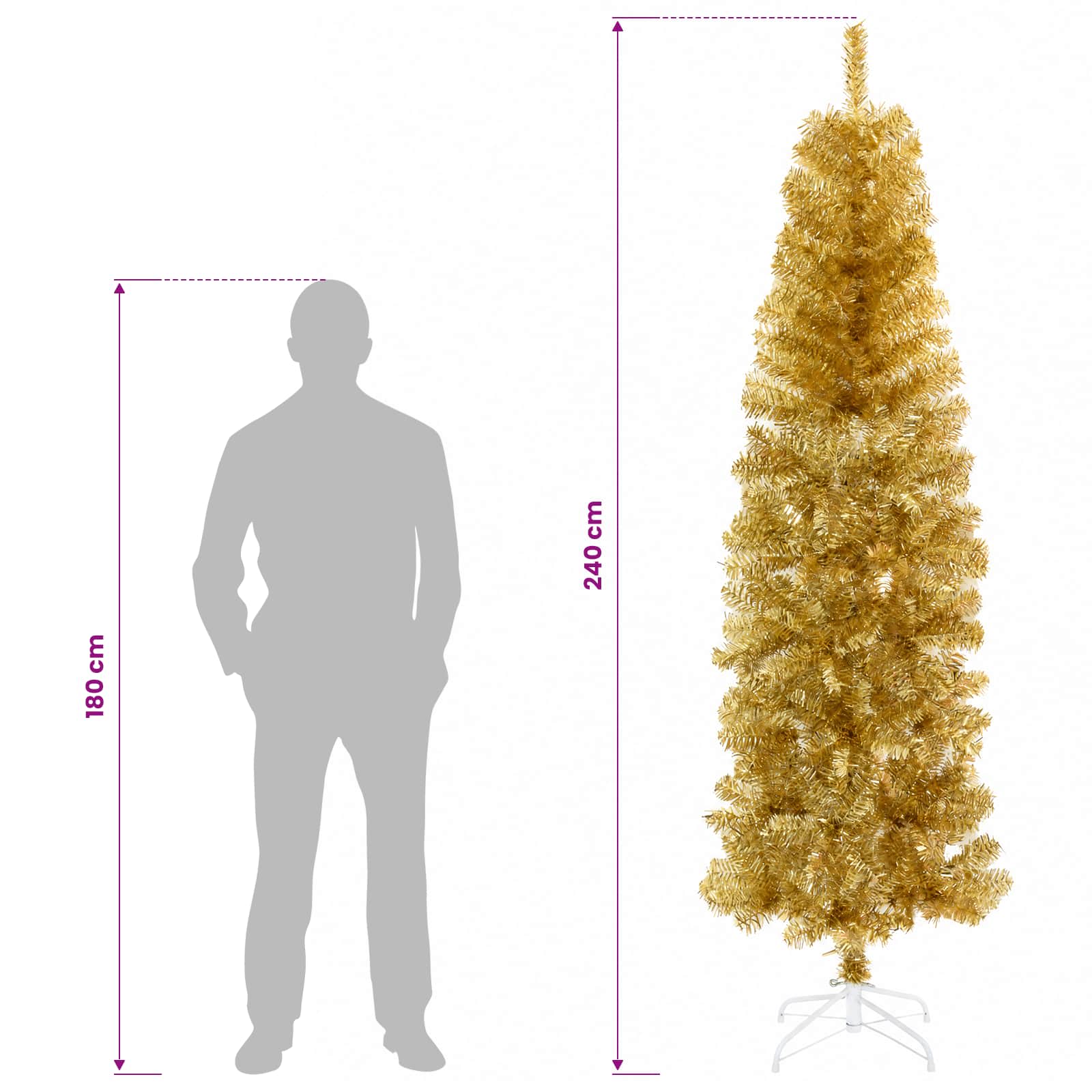 Artificial Slim Christmas Tree 300 LEDs Warm size guide