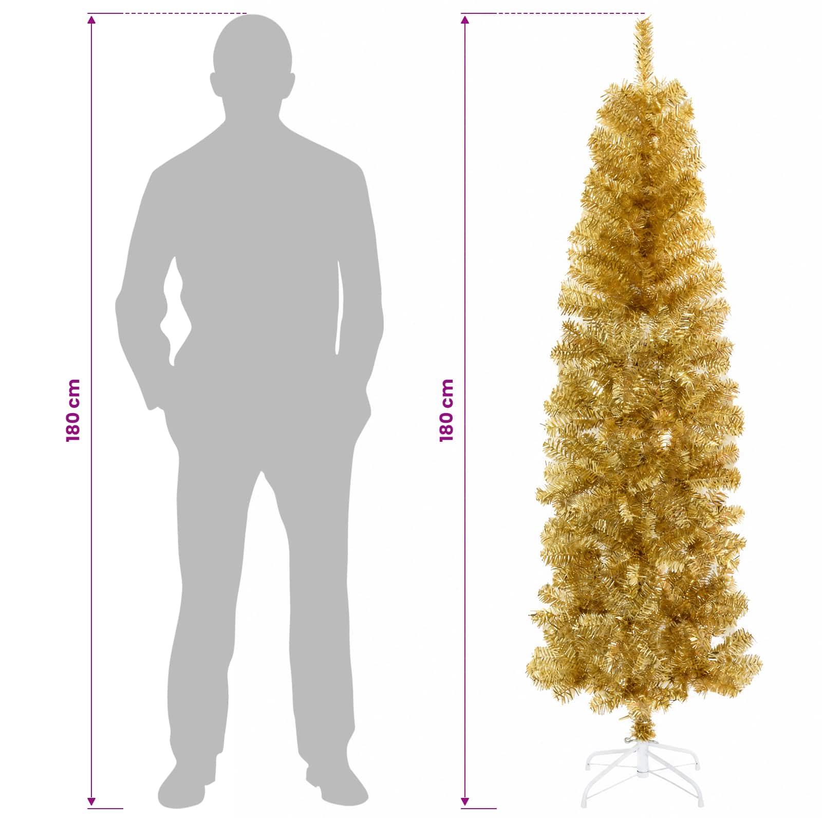 Umetno vitko božično drevo z okrasnimi kroglami 180 cm 300 LED