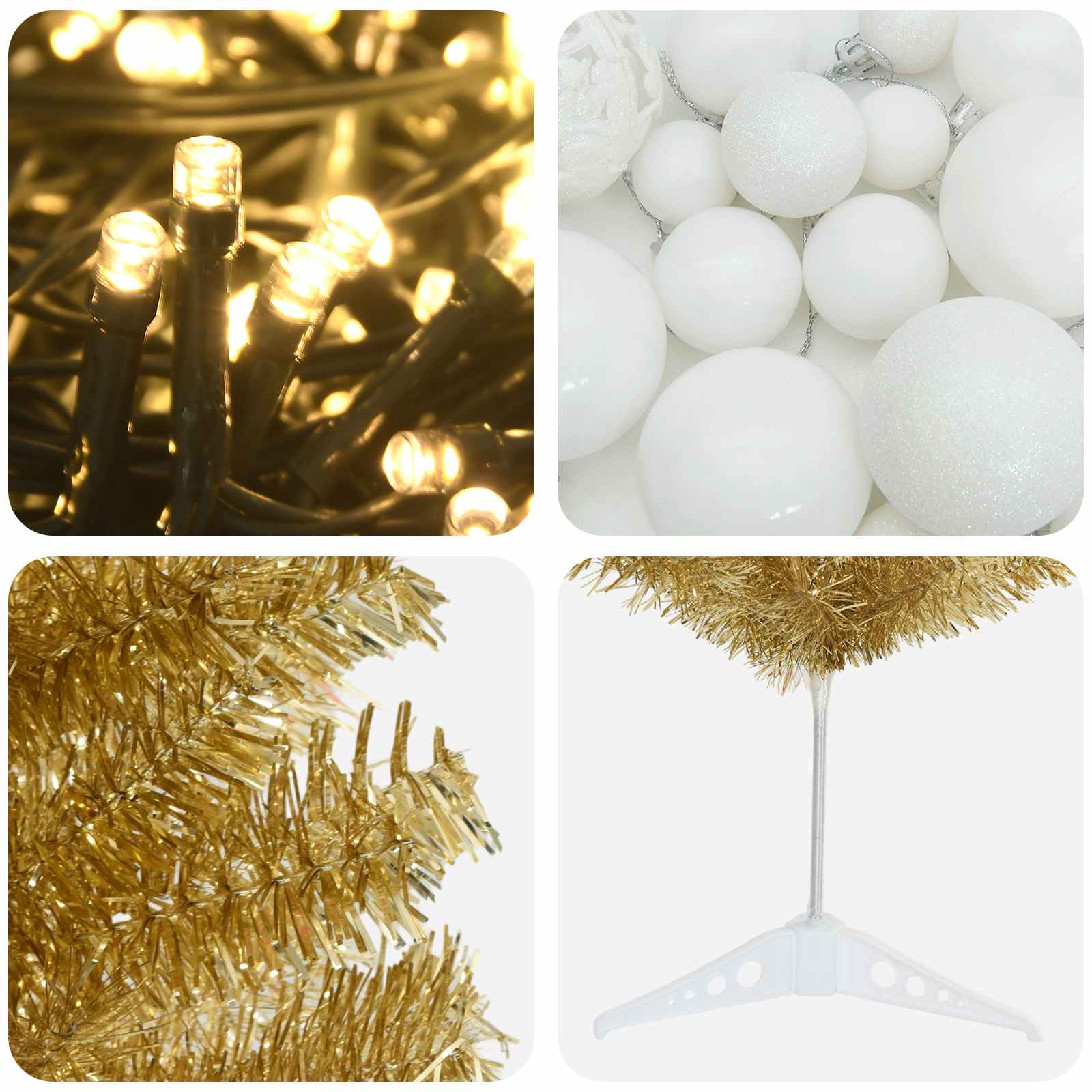 Umetno vitko božično drevo z okrasnimi kroglami 120 cm 150 LED