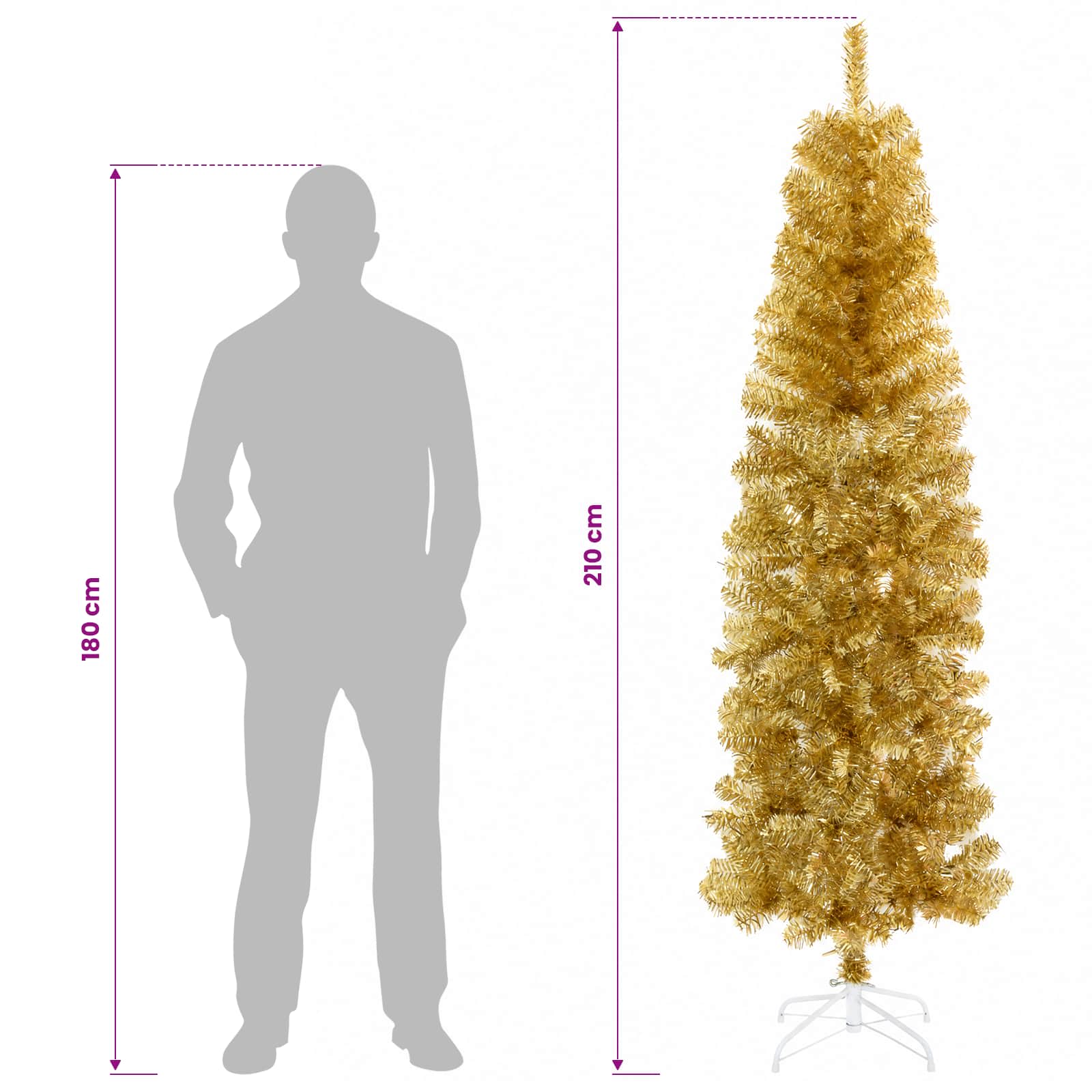 Umetno vitko božično drevo z okrasnimi kroglami 210 cm 300 LED