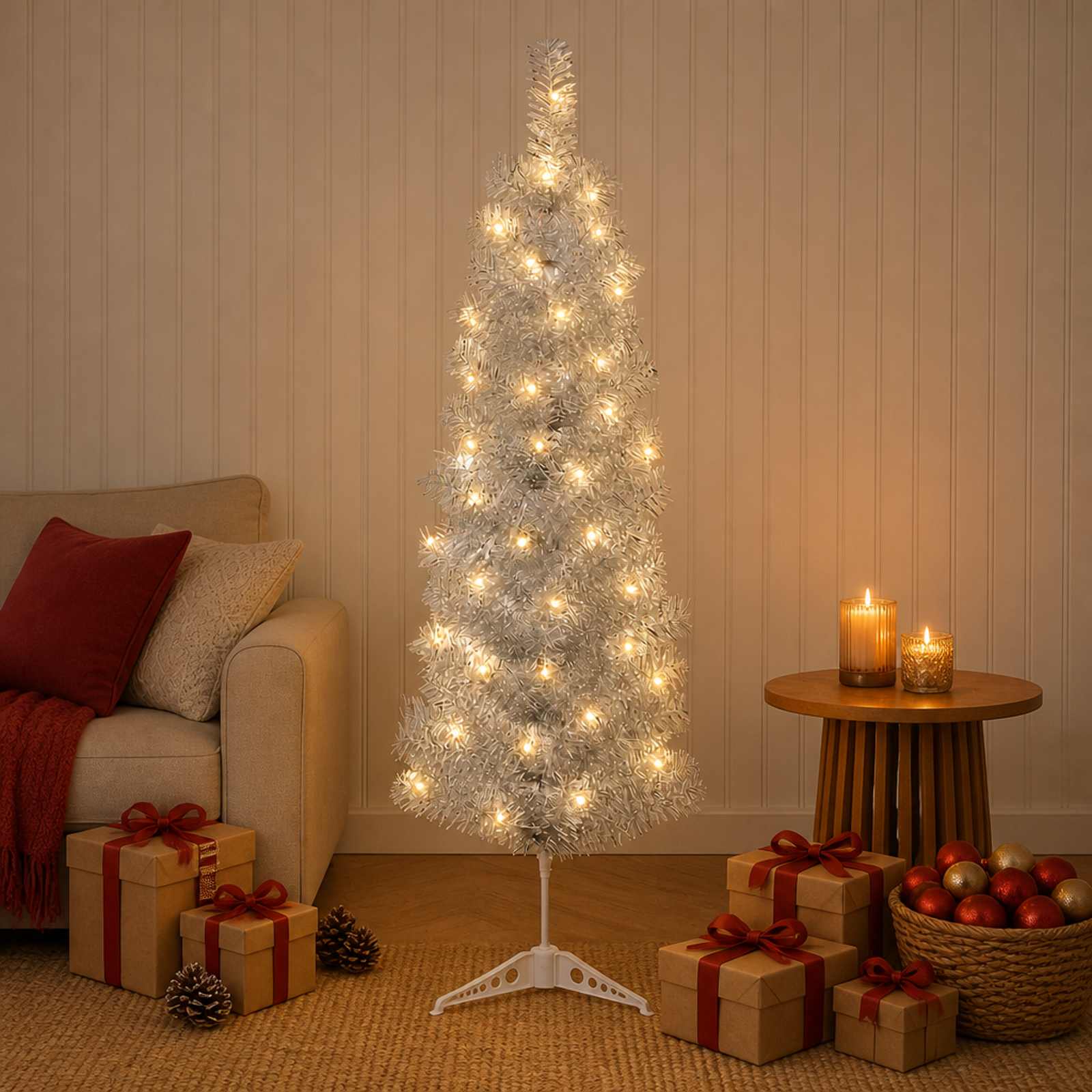 Umetno vitko božično drevo 150 cm 150 LED Toplo bela