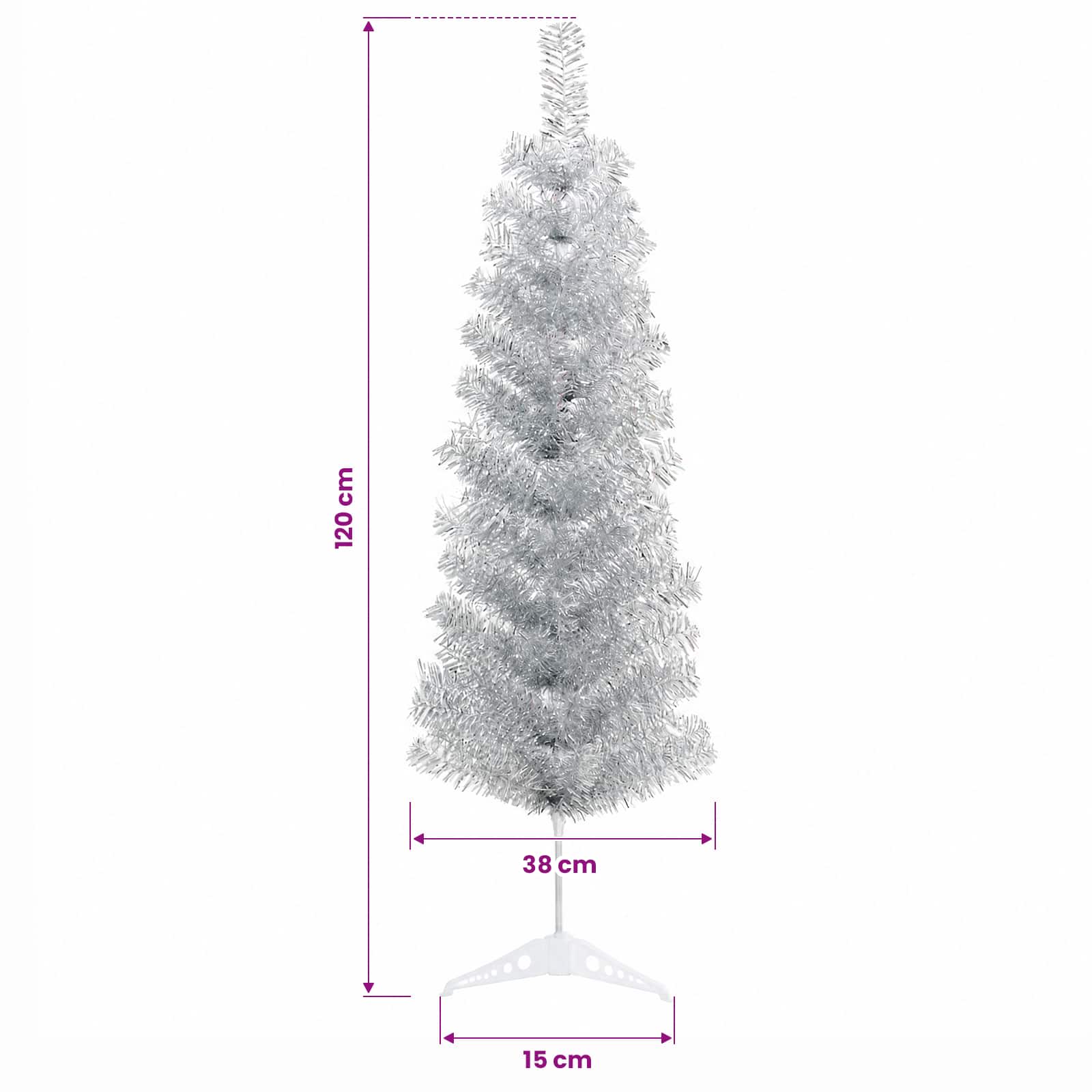 Artificial Slim Christmas Tree with Bauble 150 LEDs size guide