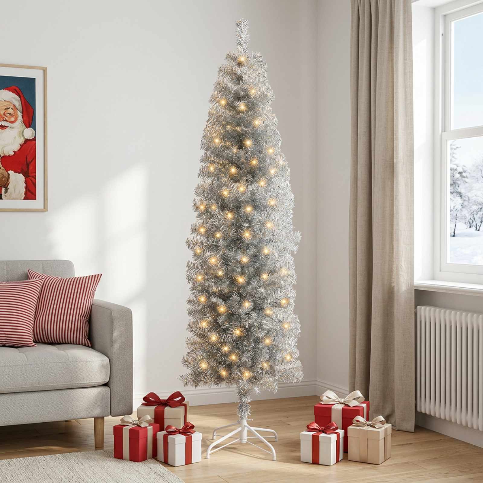 Umetno vitko božično drevo 180 cm 300 LED Toplo bela