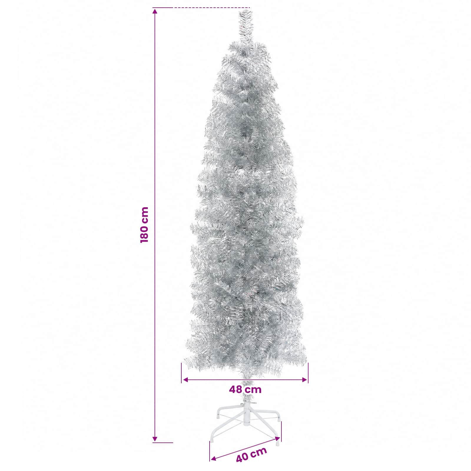 Artificial Slim Christmas Tree with Bauble 300 LEDs size guide