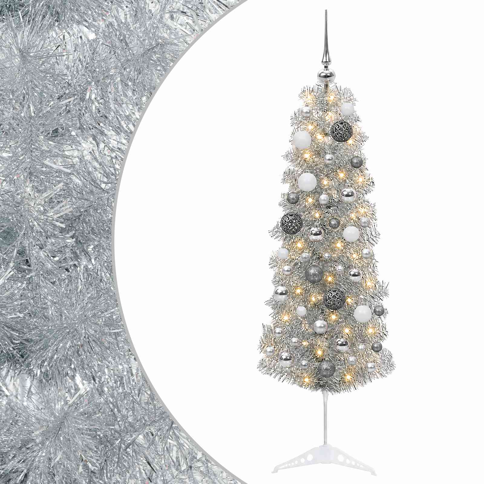 Umetno ozko božično drevesce z božično kroglico 150 cm 150 LED