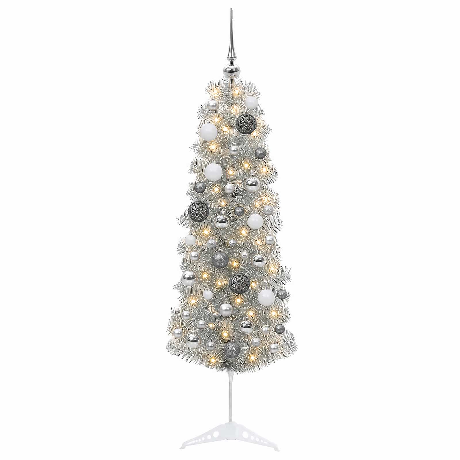 Umetno ozko božično drevesce z božično kroglico 150 cm 150 LED
