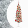 vidaXL Kitsas kunstkuusk koos j&otilde;ulukuulidega 150 cm 150 LED-i