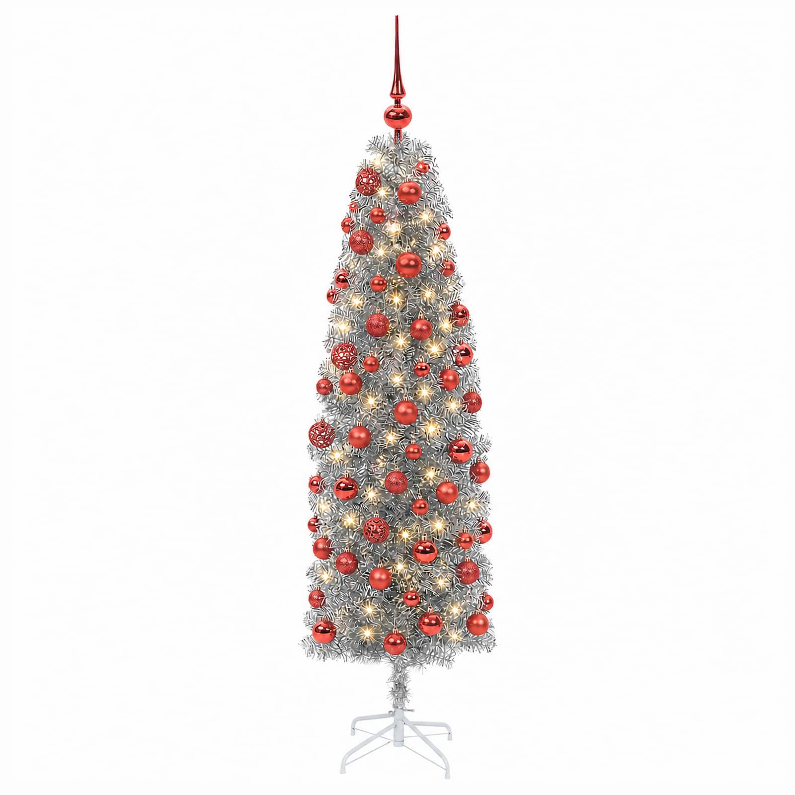 Umetno ozko božično drevesce z božično kroglico 180 cm 300 LED