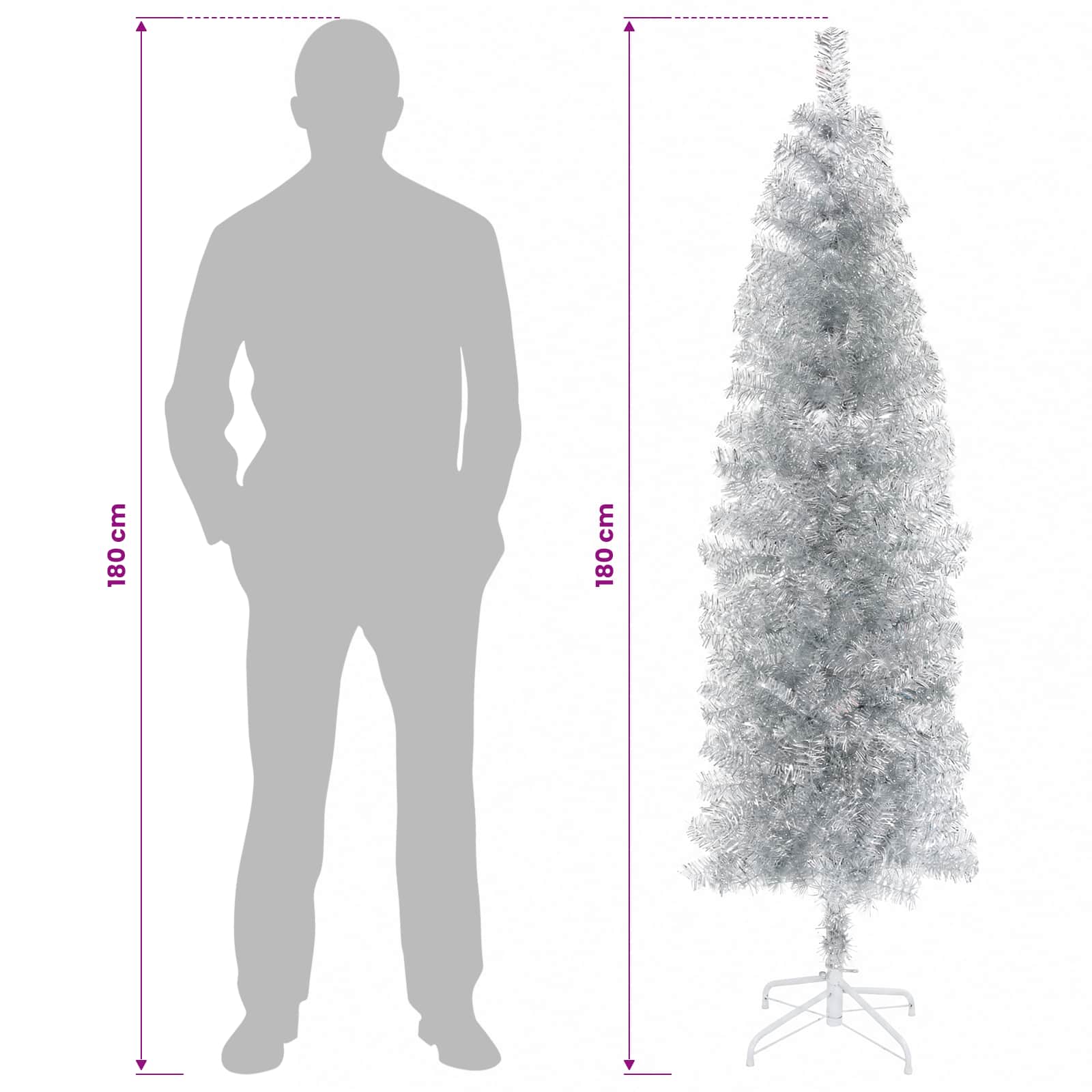 Umetno ozko božično drevesce z božično kroglico 180 cm 300 LED