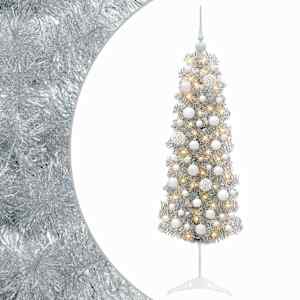 vidaXL Kitsas kunstkuusk koos j&otilde;ulukuulidega 150 cm 150 LED-i