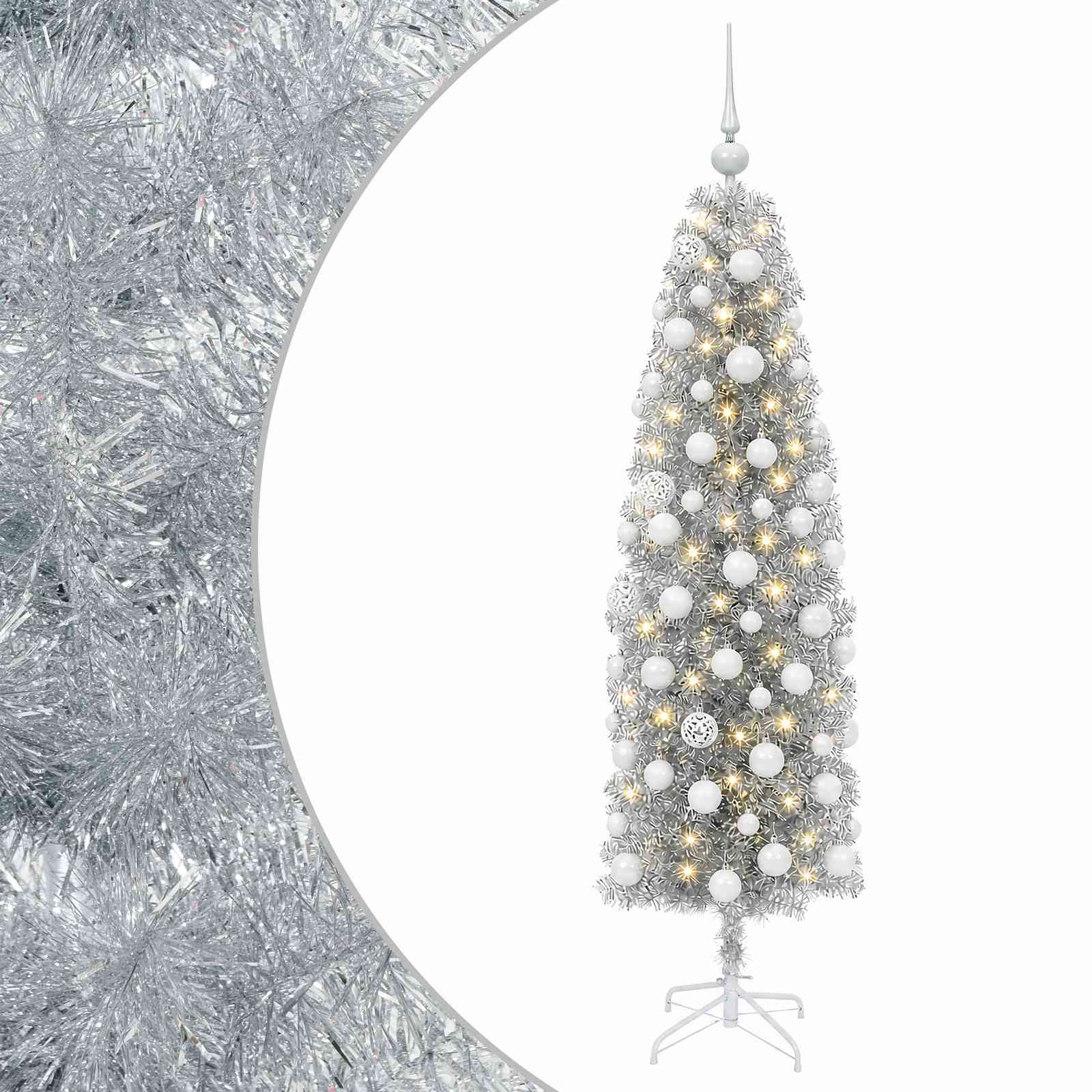 Kitsas kunstkuusk koos jõulukuulidega 180 cm 300 LED-i 2 Kõik vajalik sinu aeda ja koju! Kitsas kunstkuusk koos jõulukuulidega 180 cm 300 LED-i - Pilt 2
