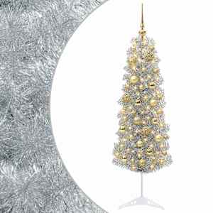 vidaXL Kitsas kunstkuusk koos j&otilde;ulukuulidega 150 cm 150 LED-i
