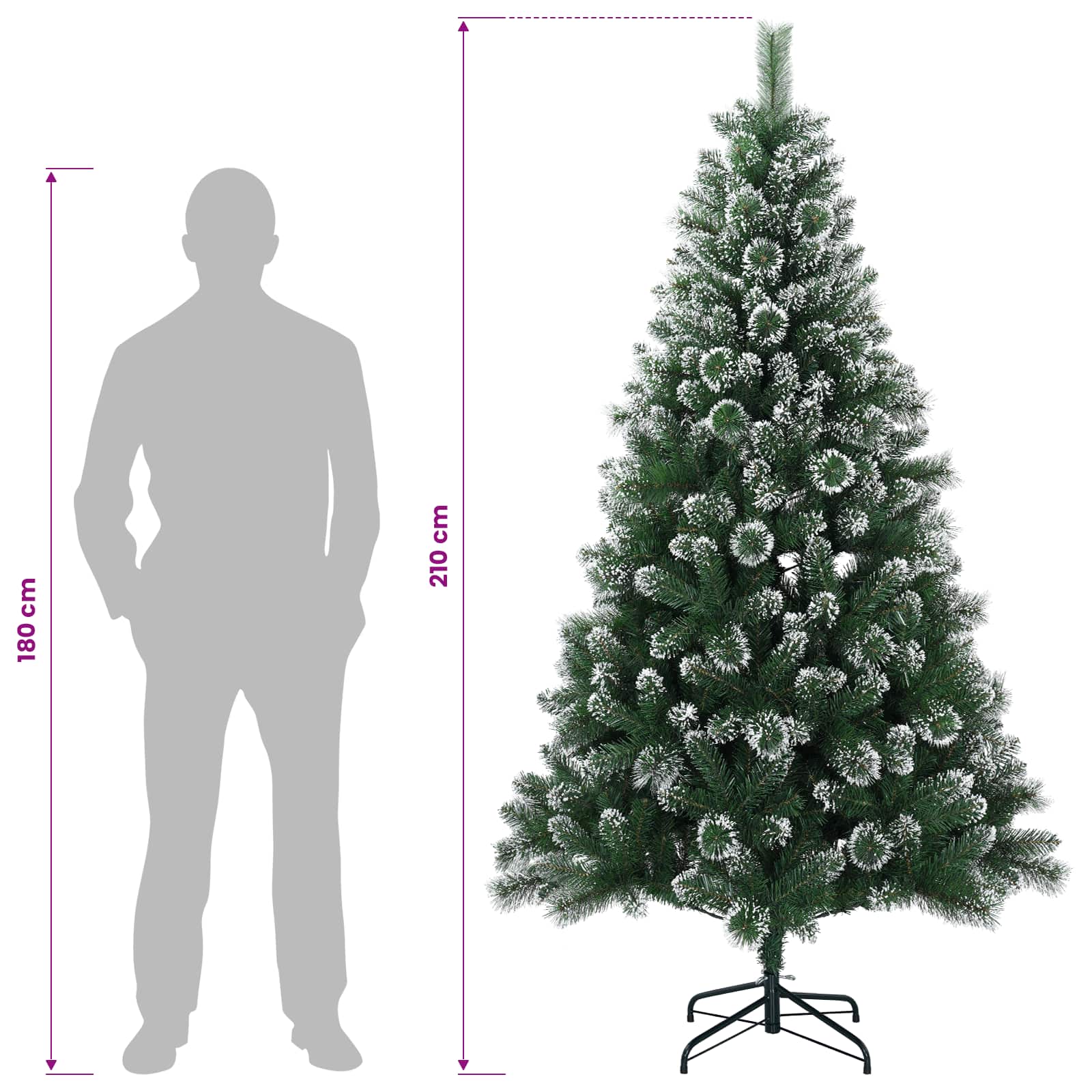 Artificial Christmas Tree with Bauble 300 LEDs size guide