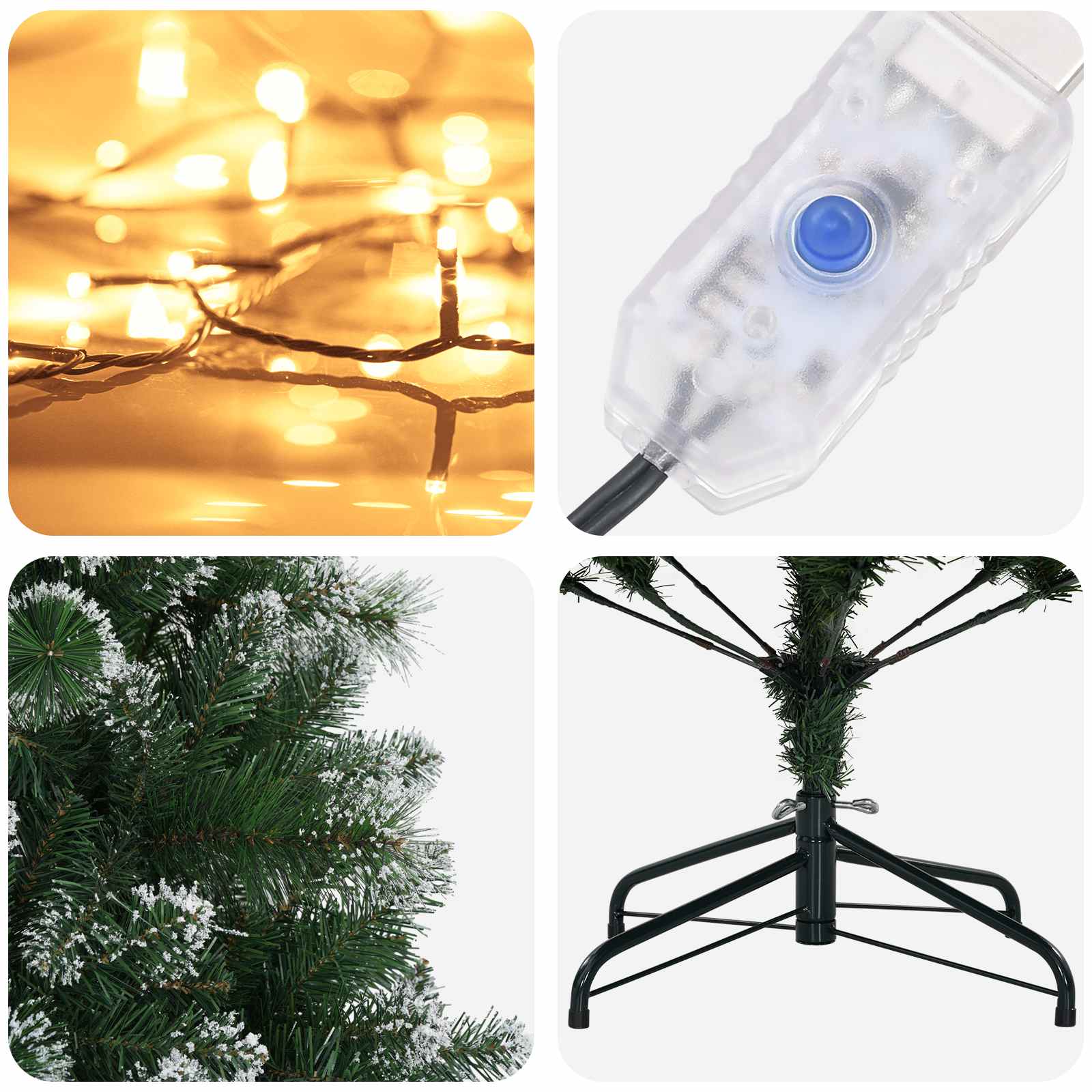 Umestno božično drevo 240 cm 300 LED Toplo bela PVC in kovina